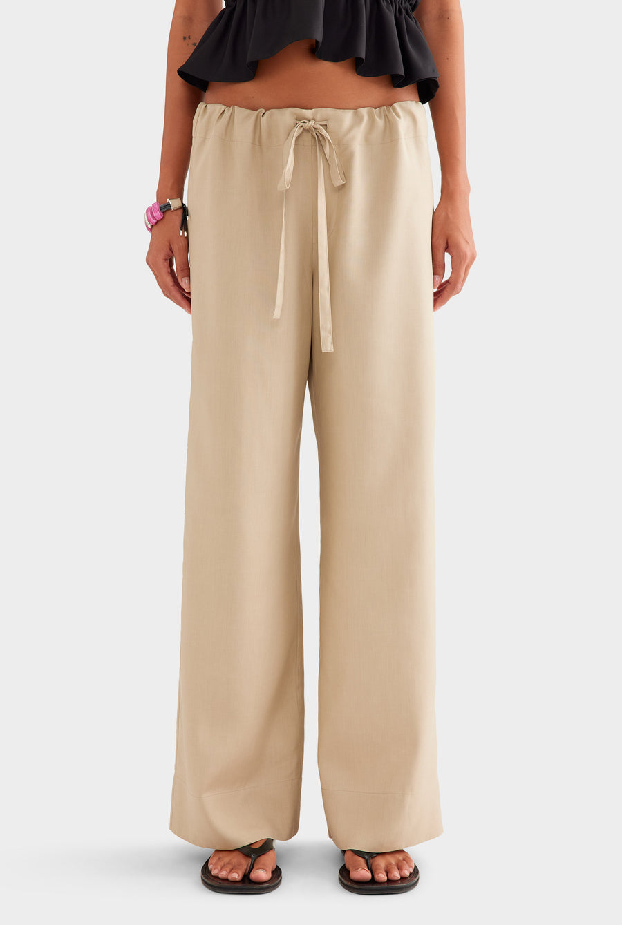 Relaxed Fuji Silk Drawstring Pant - Taupe