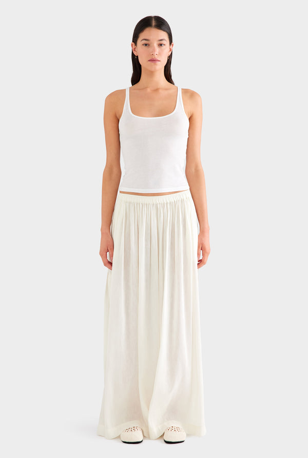 Silk Linen Maxi Skirt - Off White
