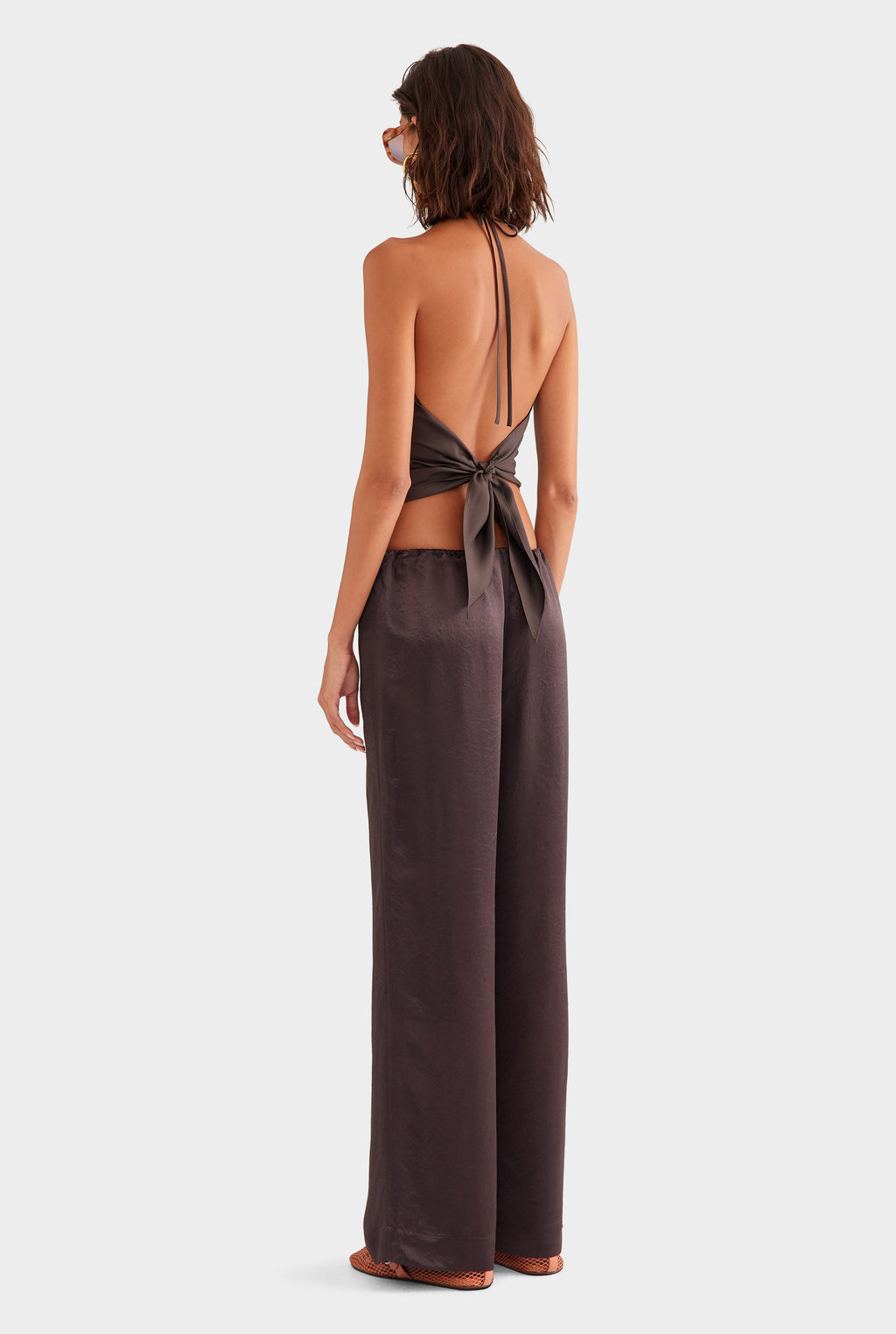 Silk Scarf Halter Top - Dark Chocolate