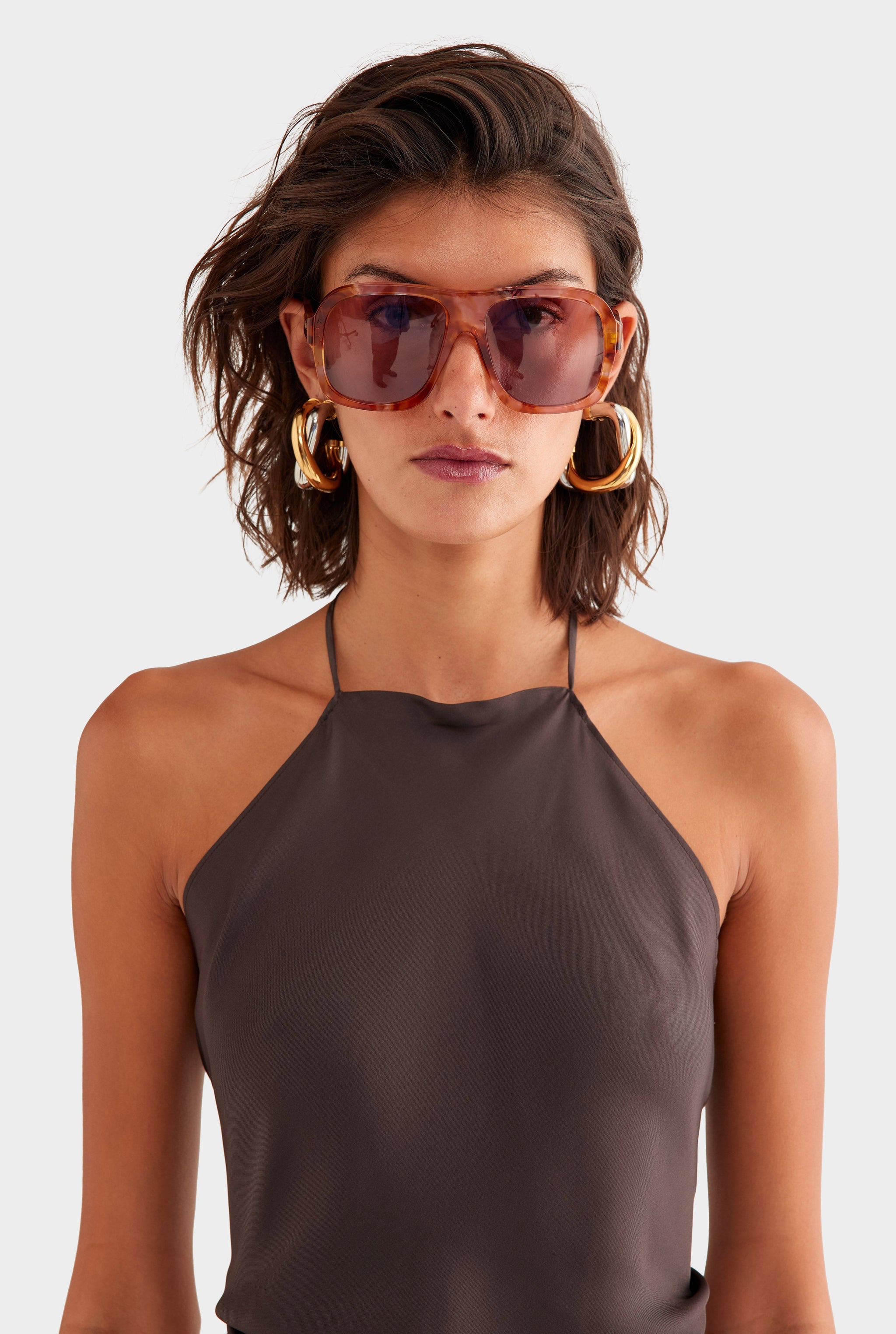 Silk Scarf Halter Top - Dark Chocolate