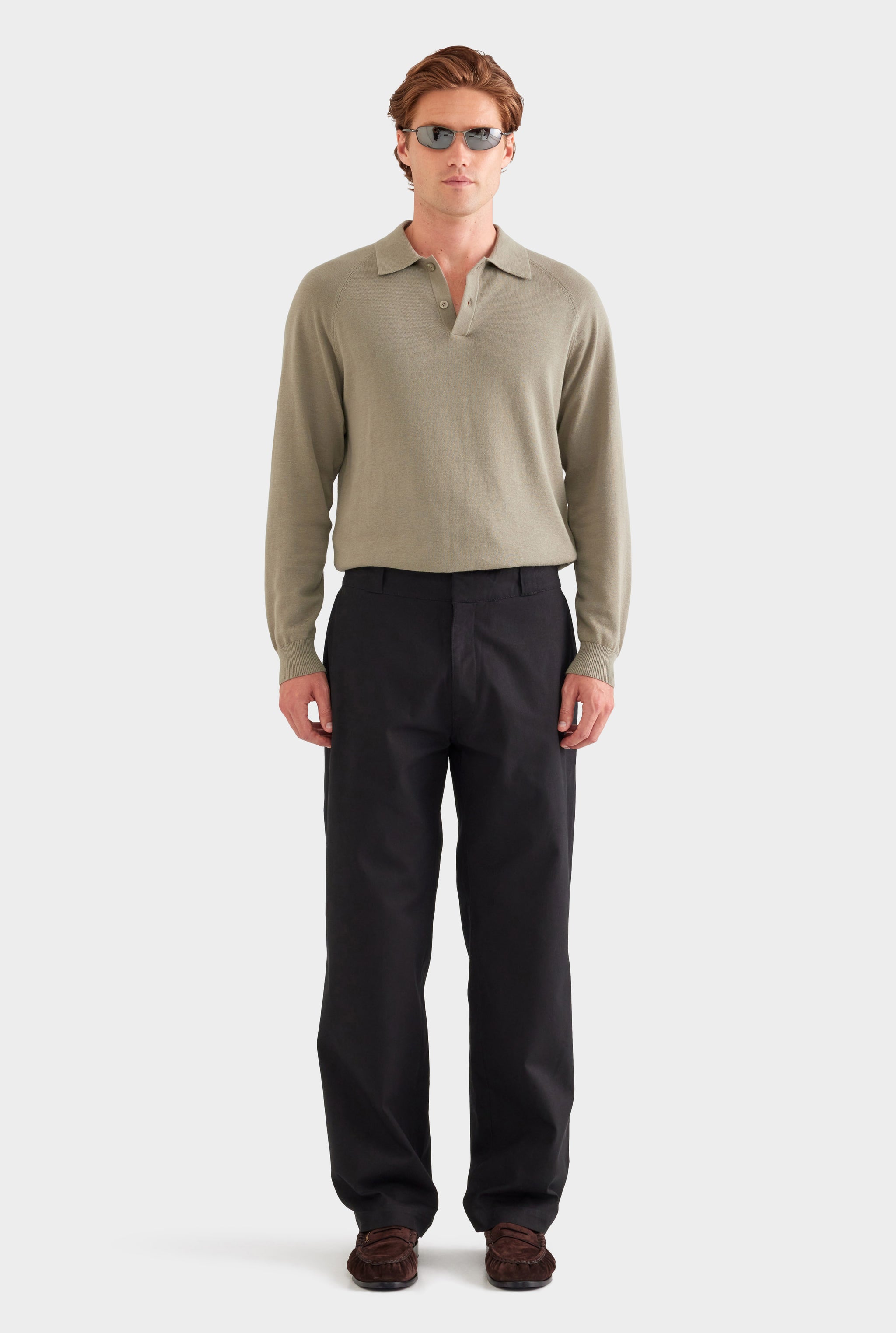 Straight Leg Cotton Canvas Pant - Black