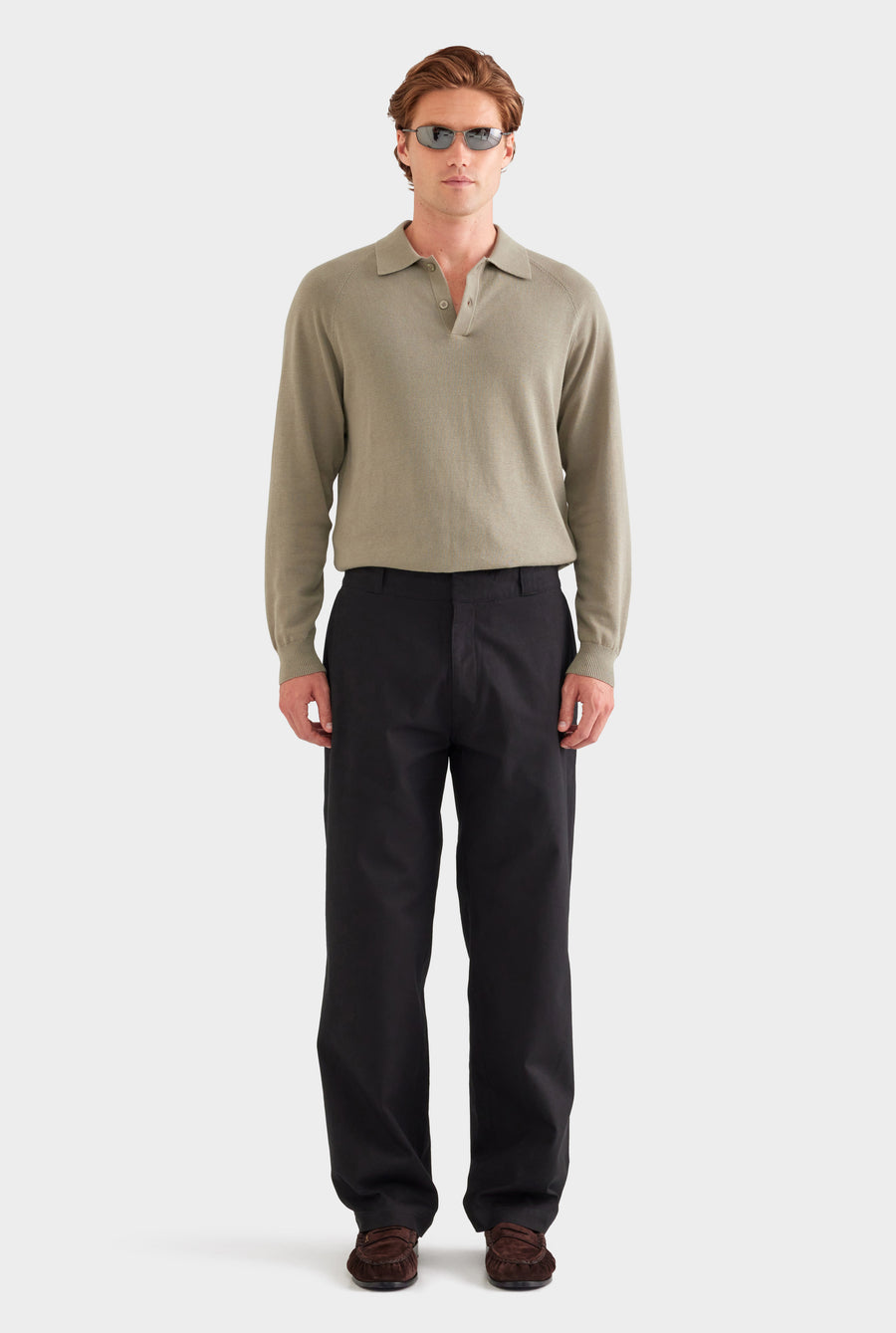 Straight Leg Cotton Canvas Pant - Black