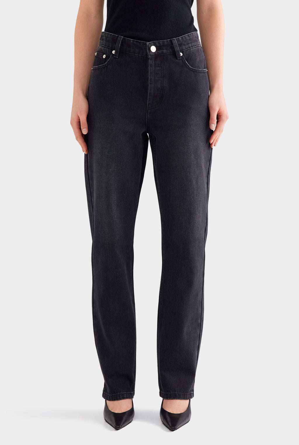 Straight Leg Jean - Washed Black
