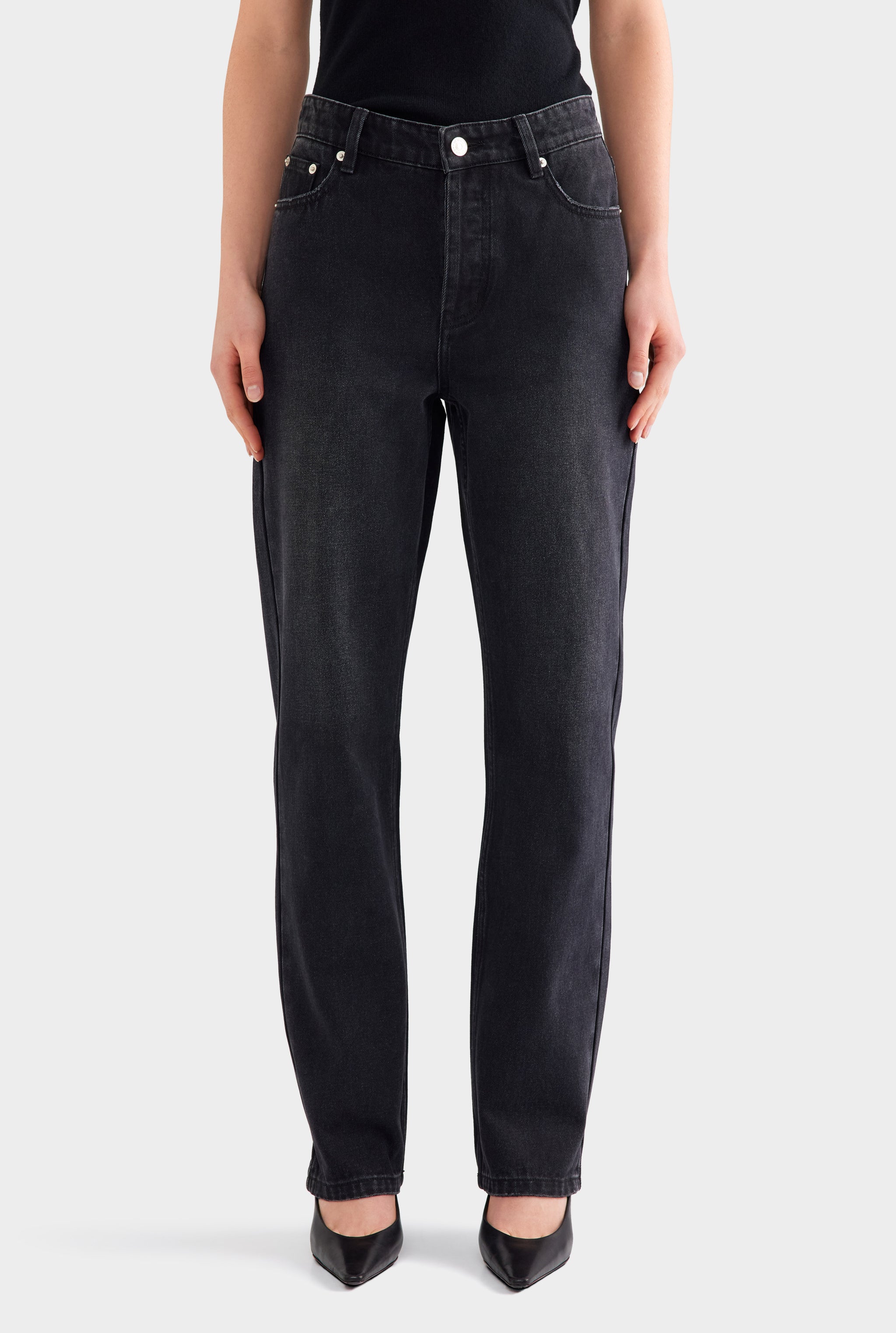 Straight Leg Jean - Washed Black