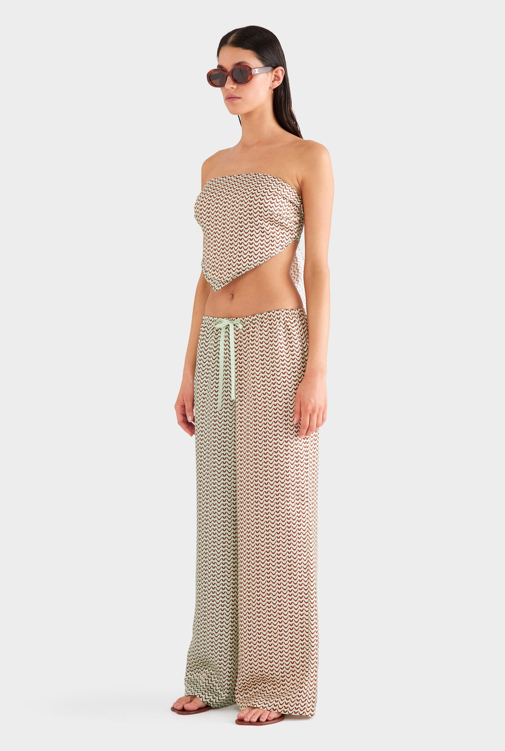 Strapless Layered Scarf Top - Pale Aqua/Peach V Monogram