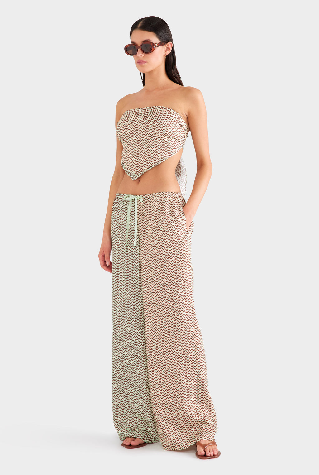 Strapless Layered Scarf Top - Pale Aqua/Peach V Monogram