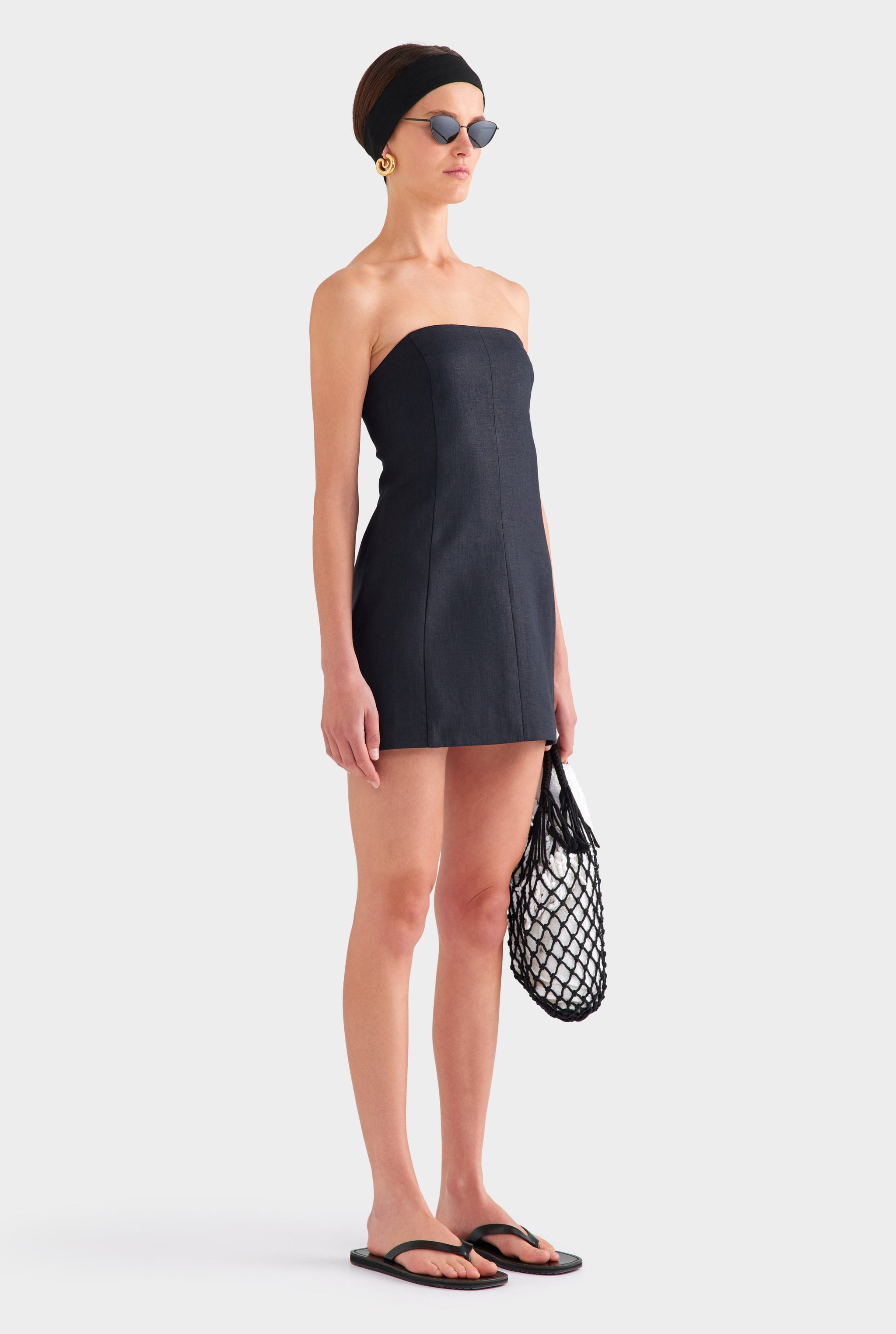 black linen strapless mini dress Sorority Rush Dress | Drivers Seat Strapless Mini Dress