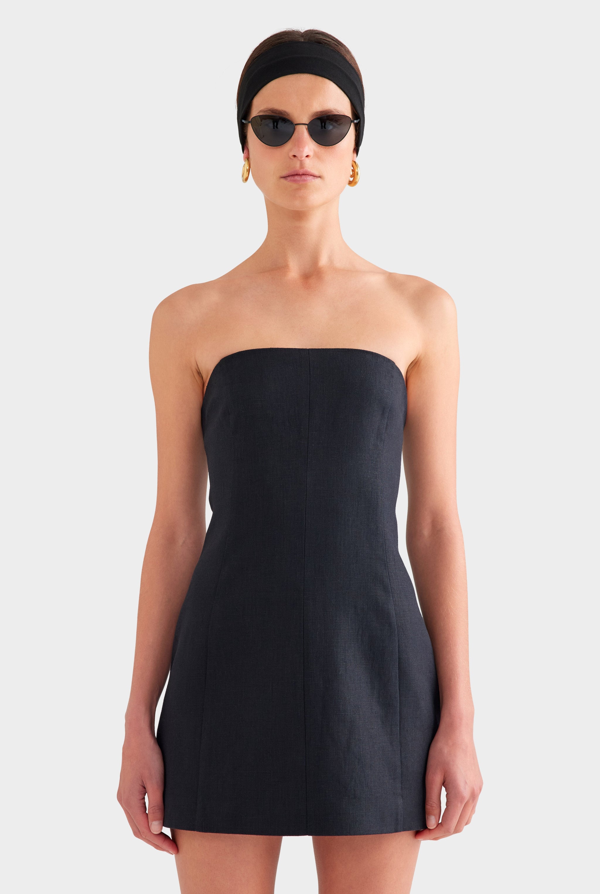 venroy black mini dress Womens Womens Strapless Cotton Mini Dress in Black