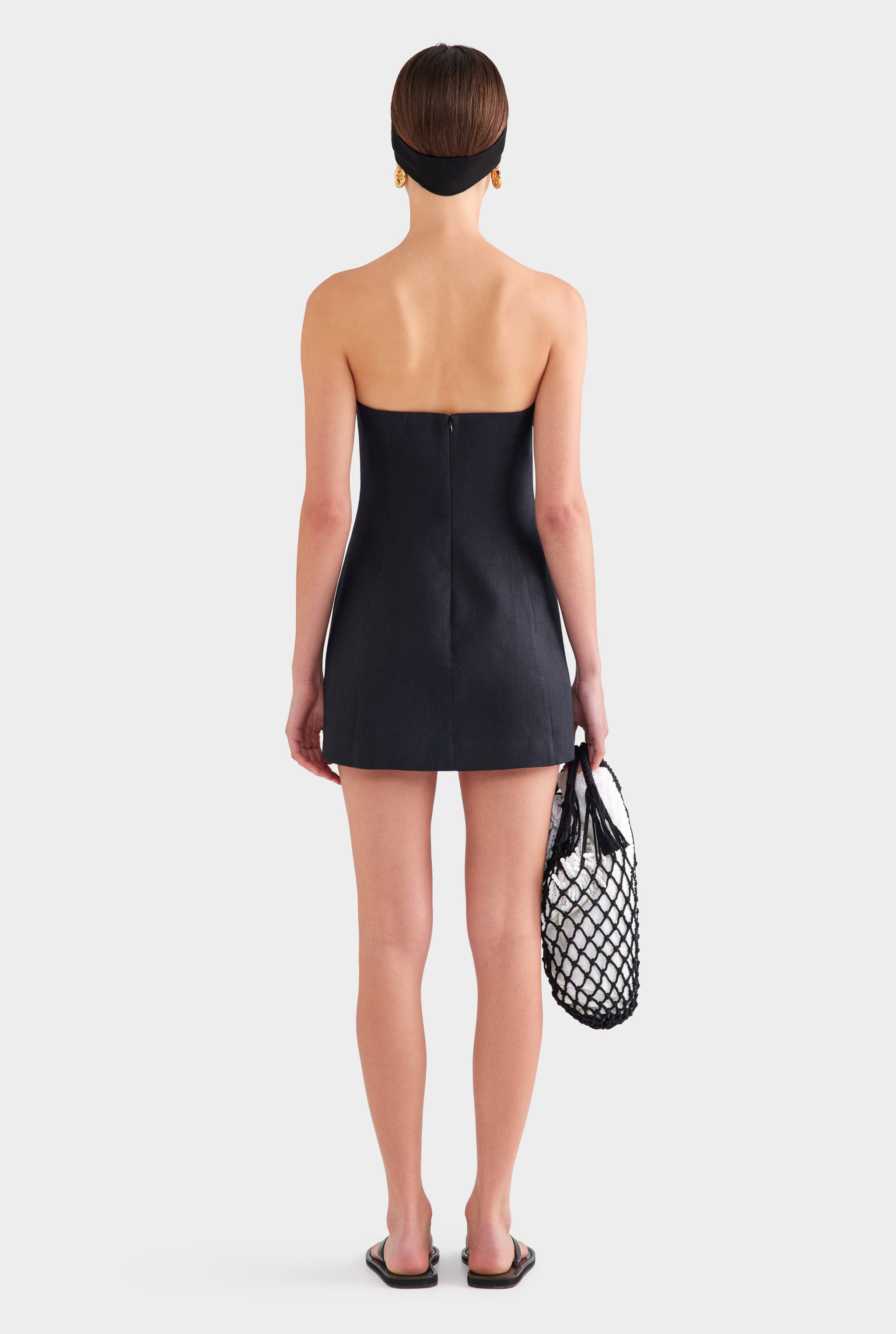 black linen strapless mini dress Sorority Rush Dress | Drivers Seat Strapless Mini Dress