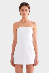 Strapless Linen Mini Dress - White