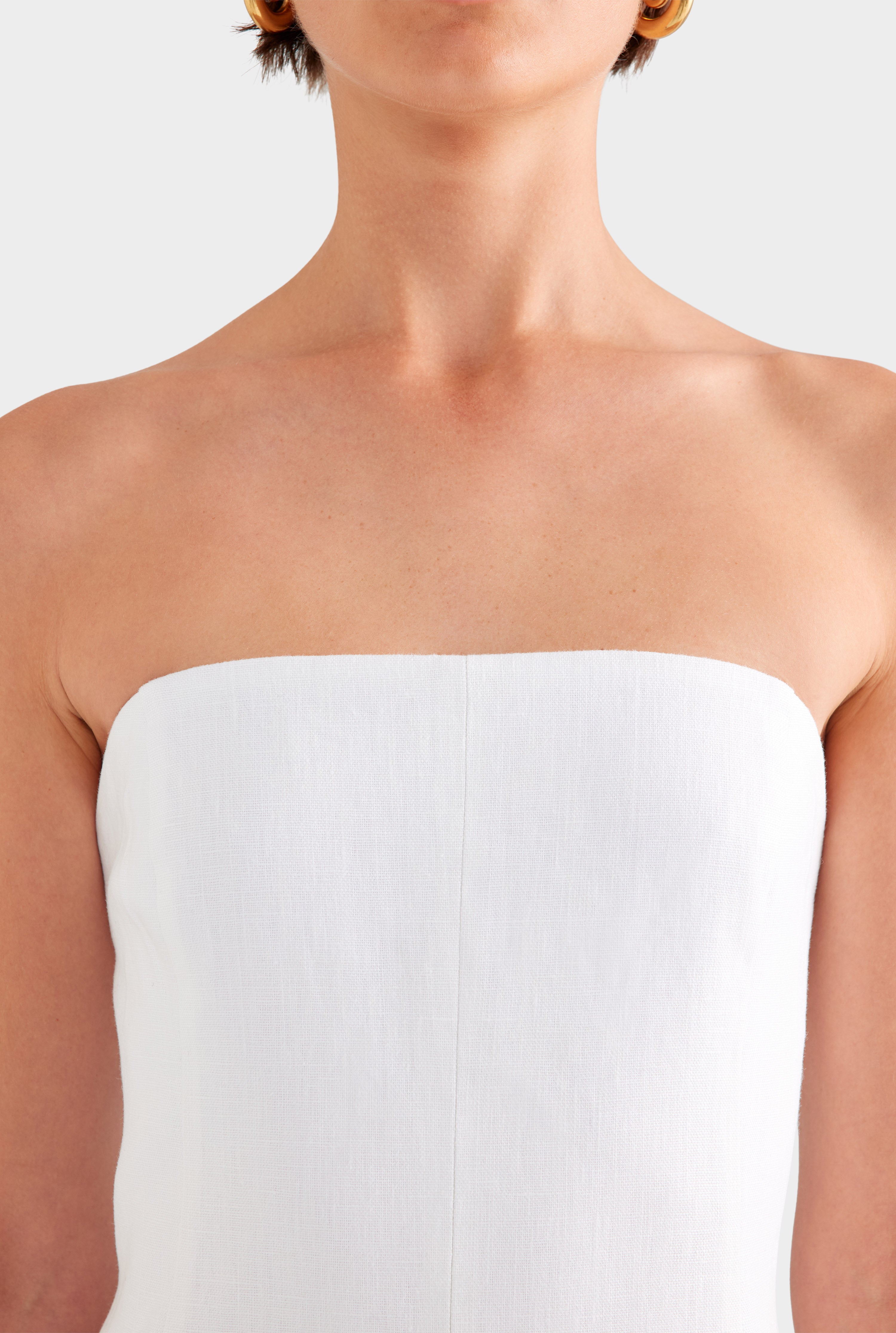 Strapless Linen Mini Dress - White