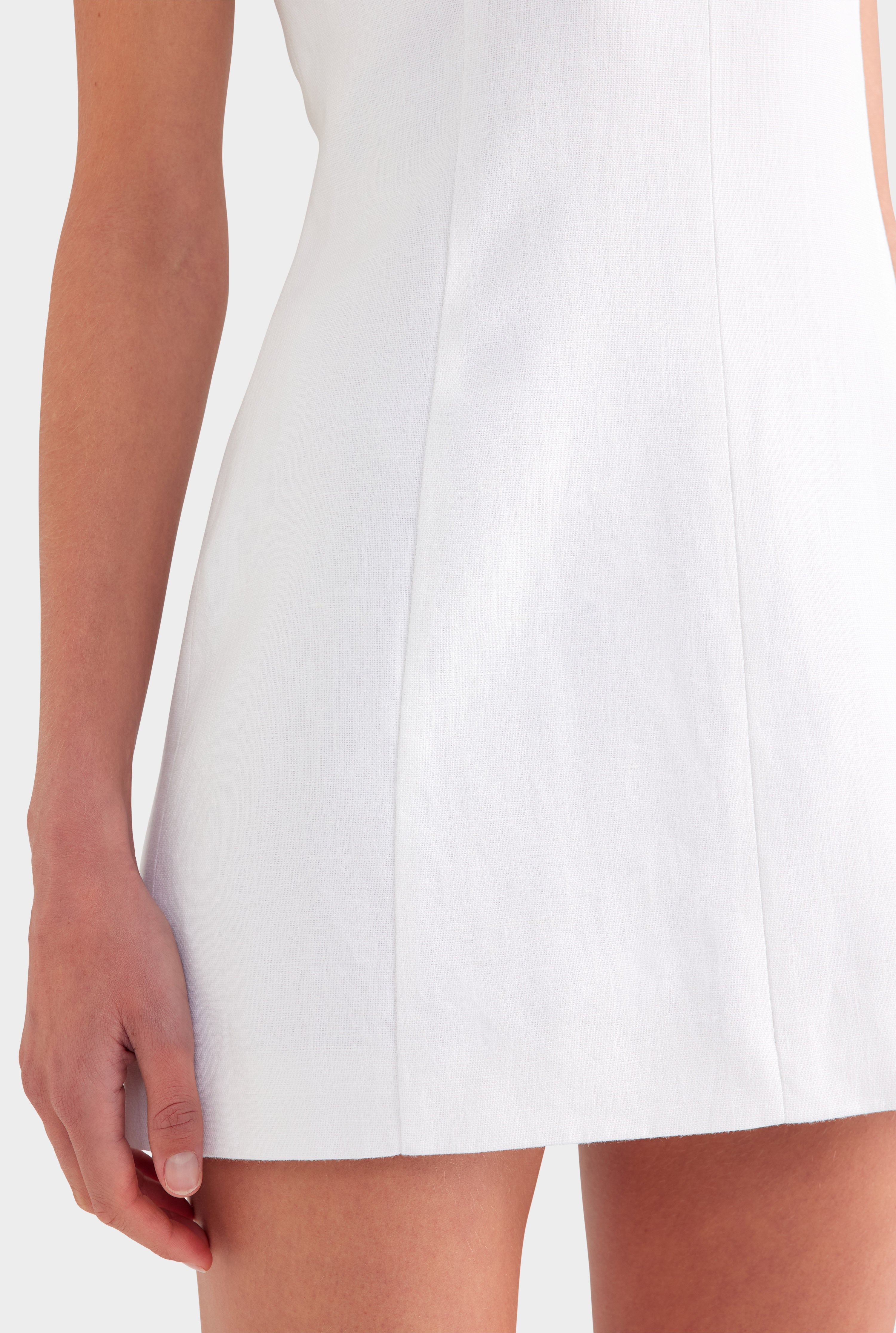 Strapless Linen Mini Dress - White