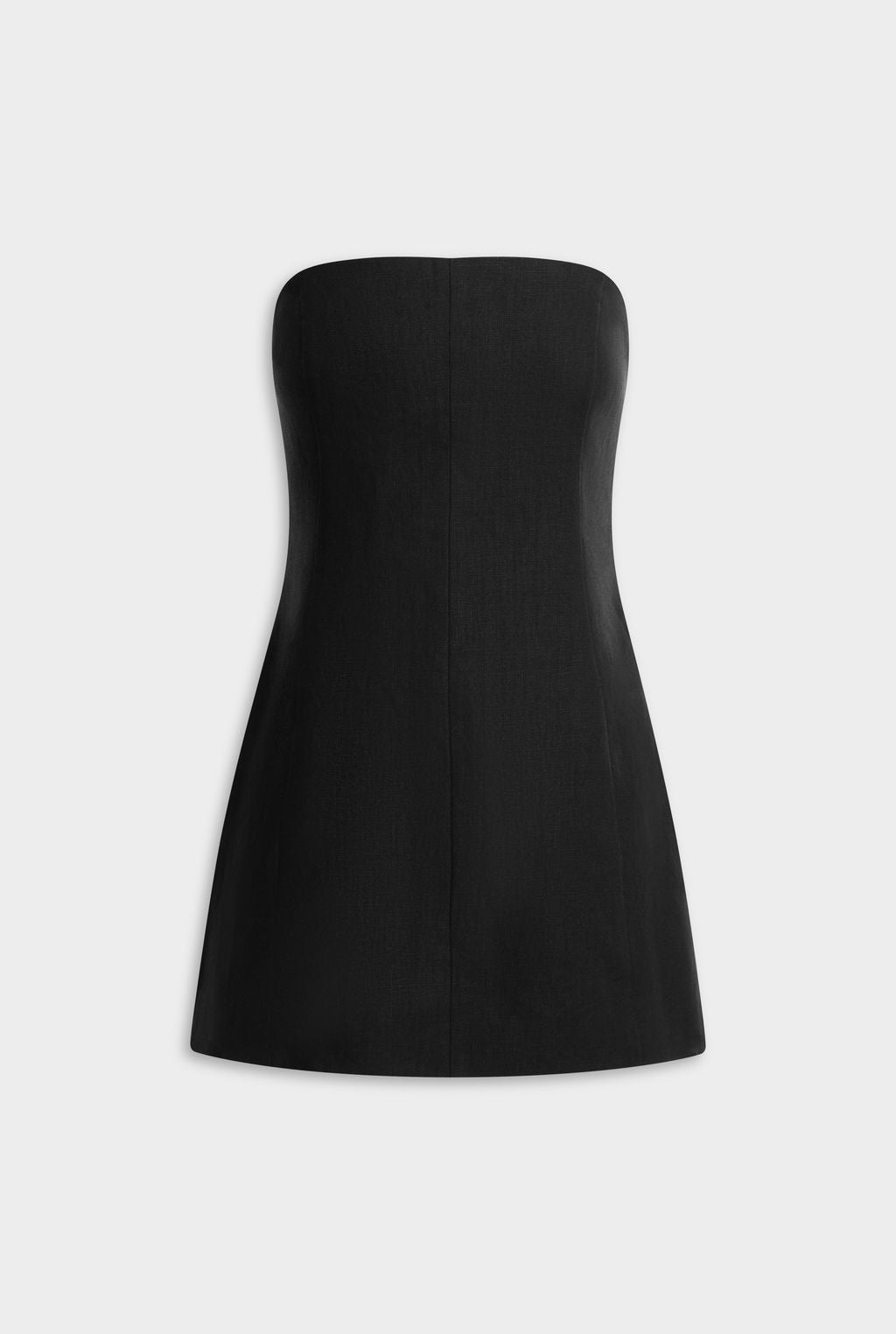 Strapless Linen Mini Dress - Black