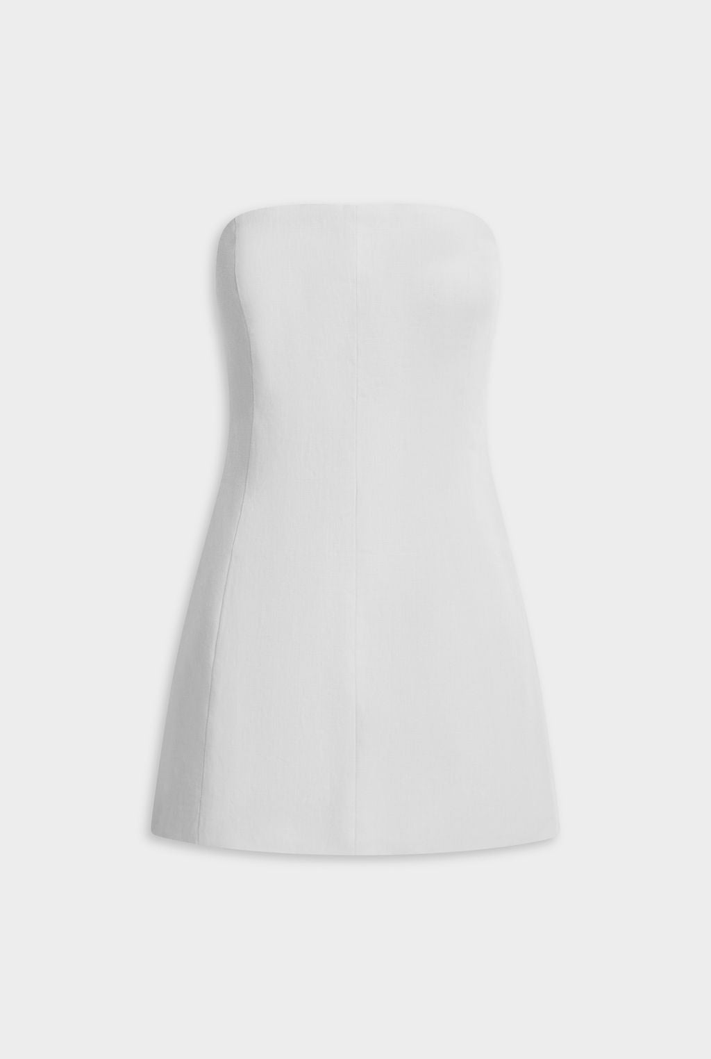 Womens Strapless Linen Mini Dress White