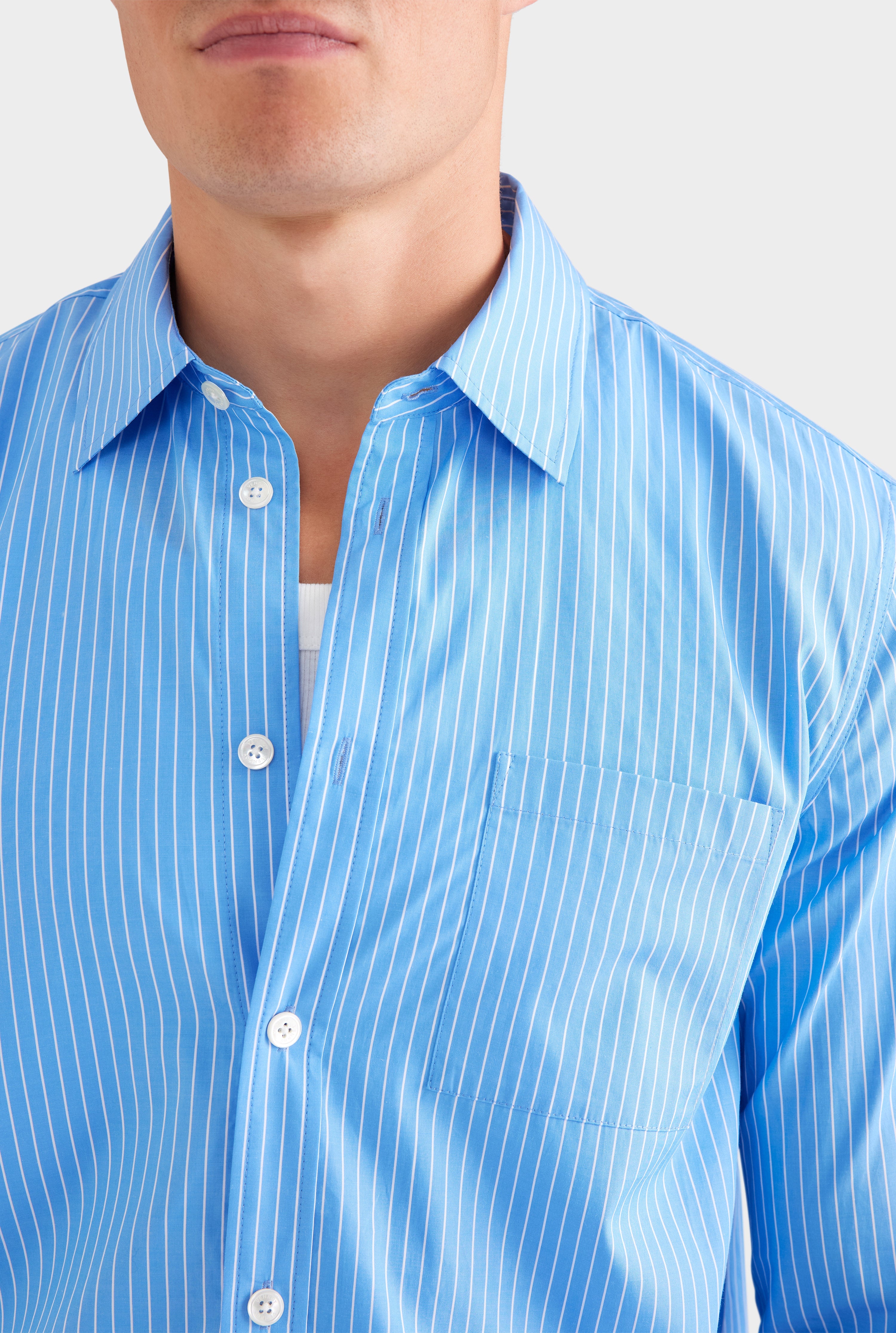 Stripe Cotton Shirt - Blue/White Stripe