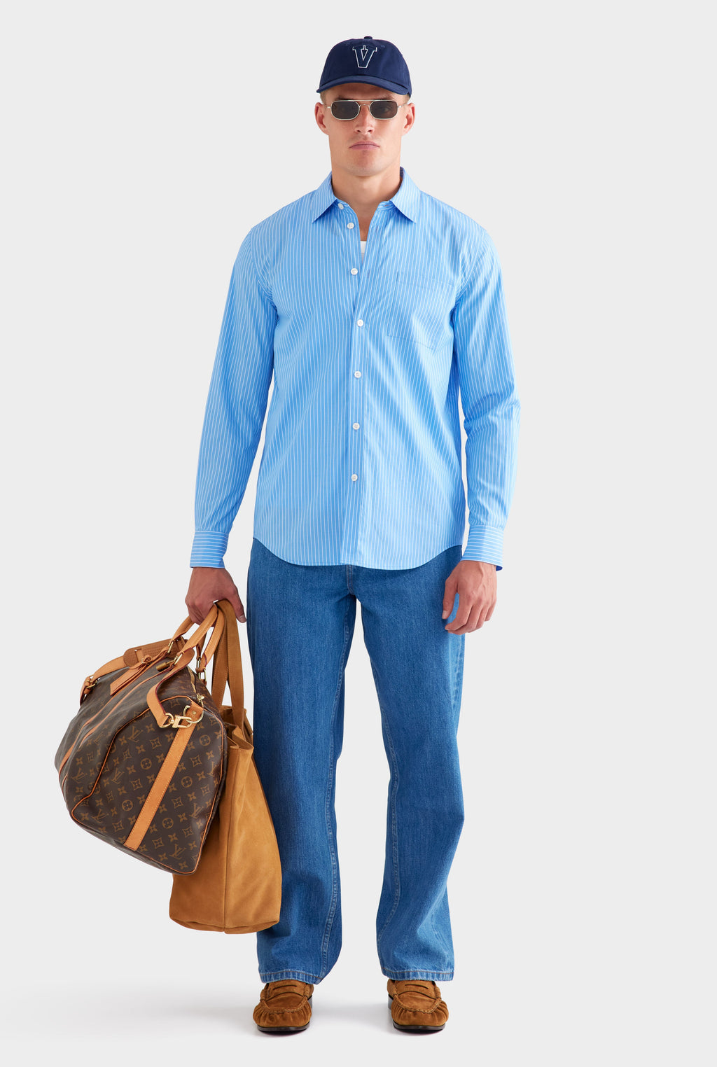 Stripe Cotton Shirt - Blue/White Stripe