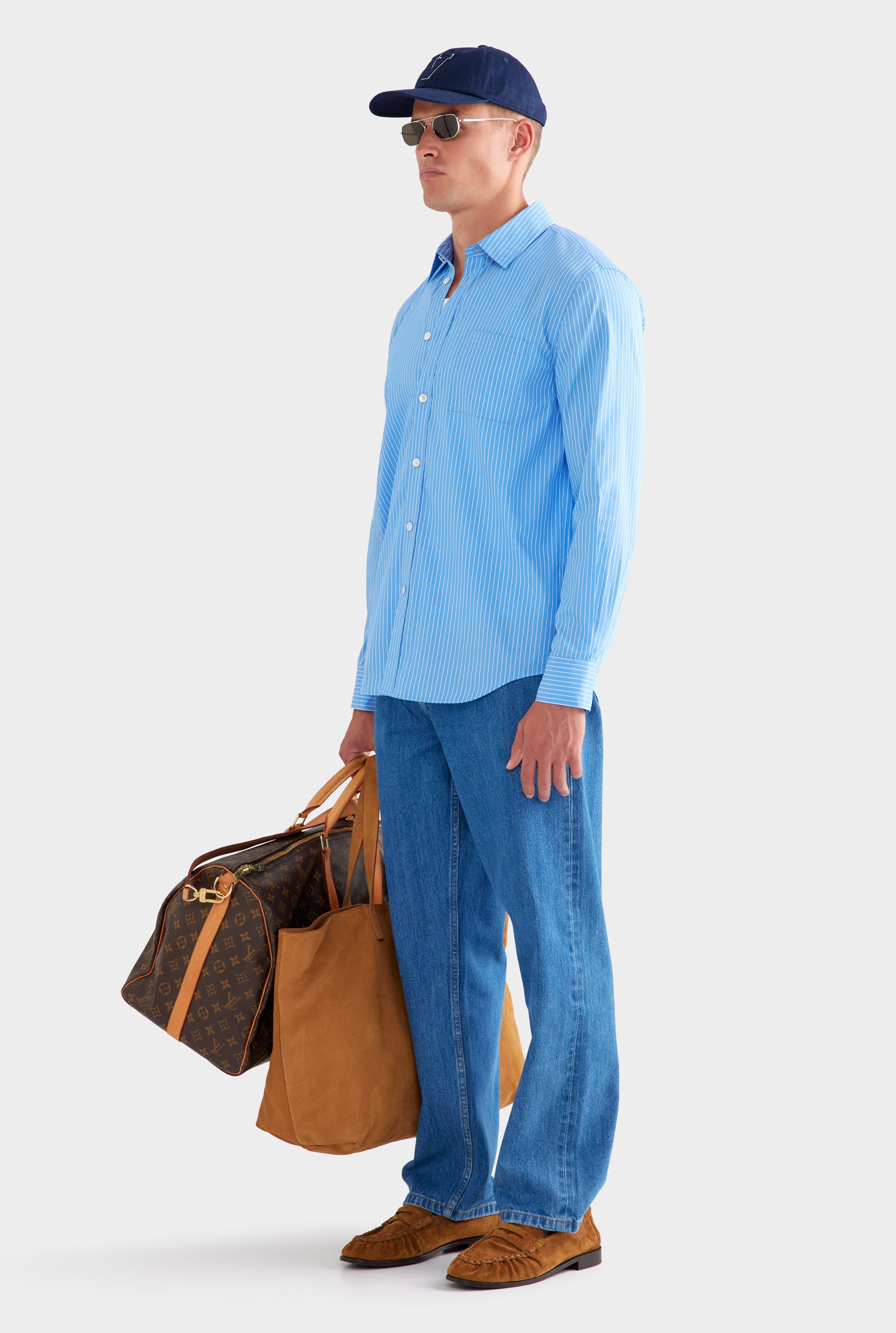 Stripe Cotton Shirt - Blue/White Stripe