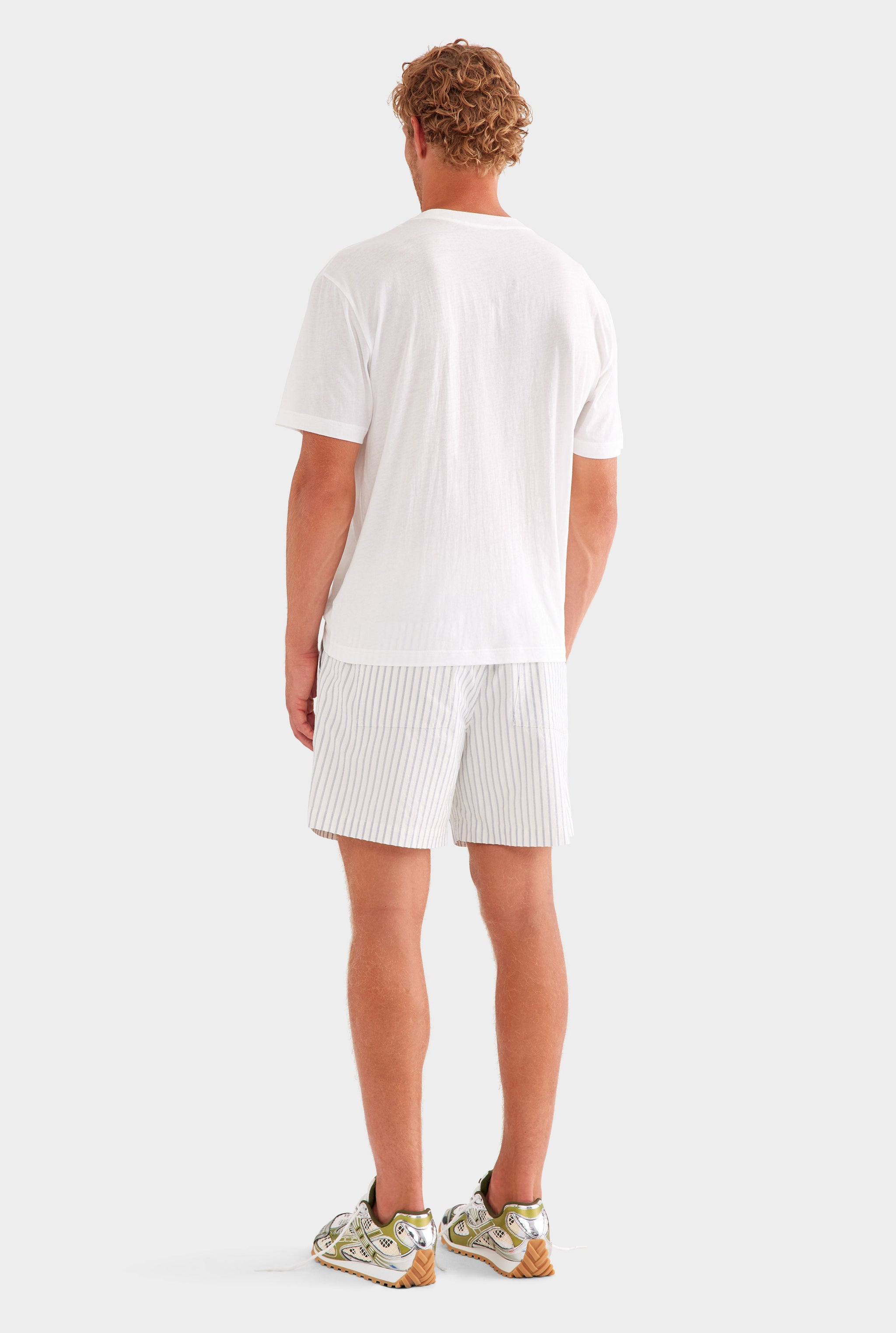 Striped Lounge Short - Off White/Navy Stripe