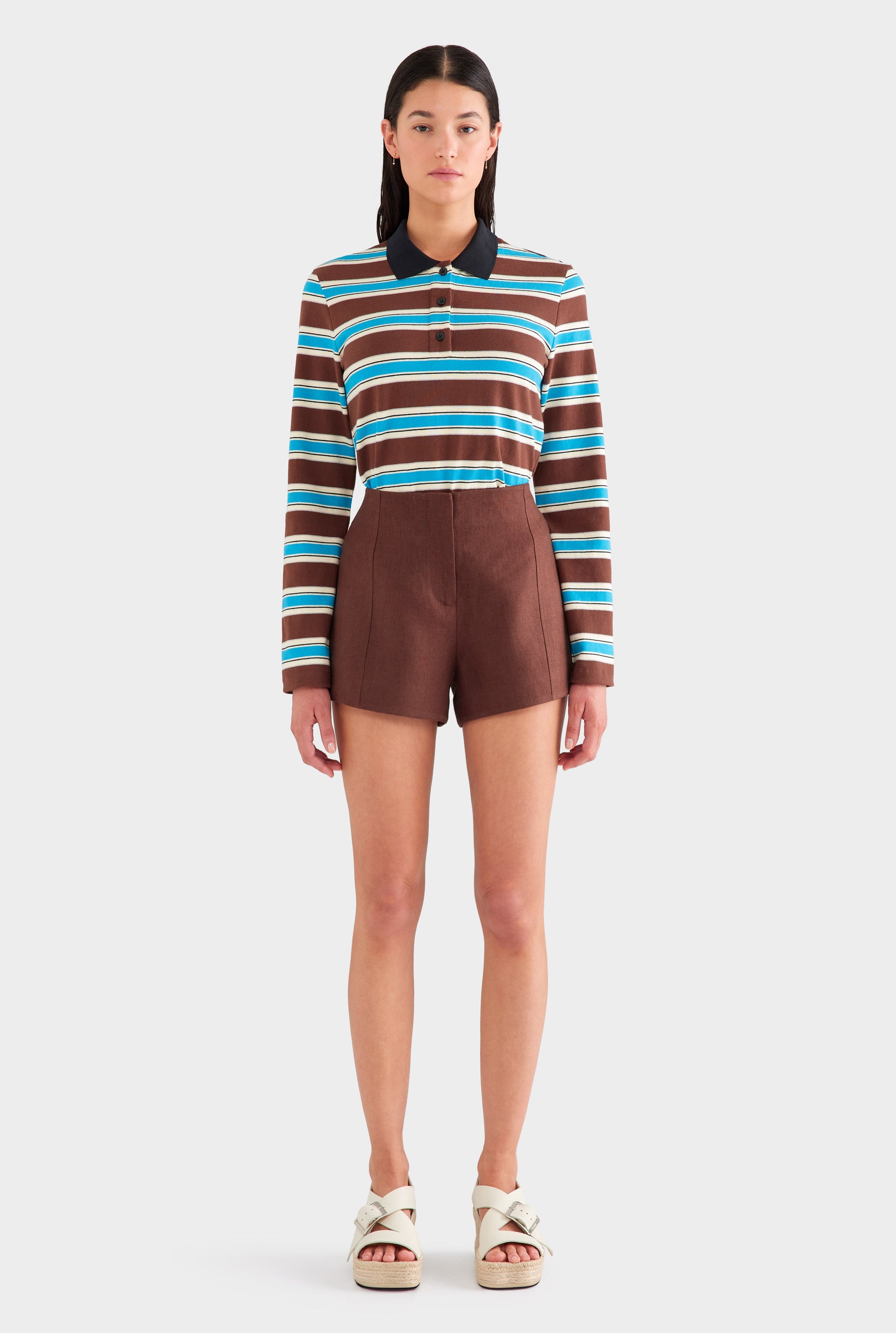 Tailored Linen Short - Chocolate