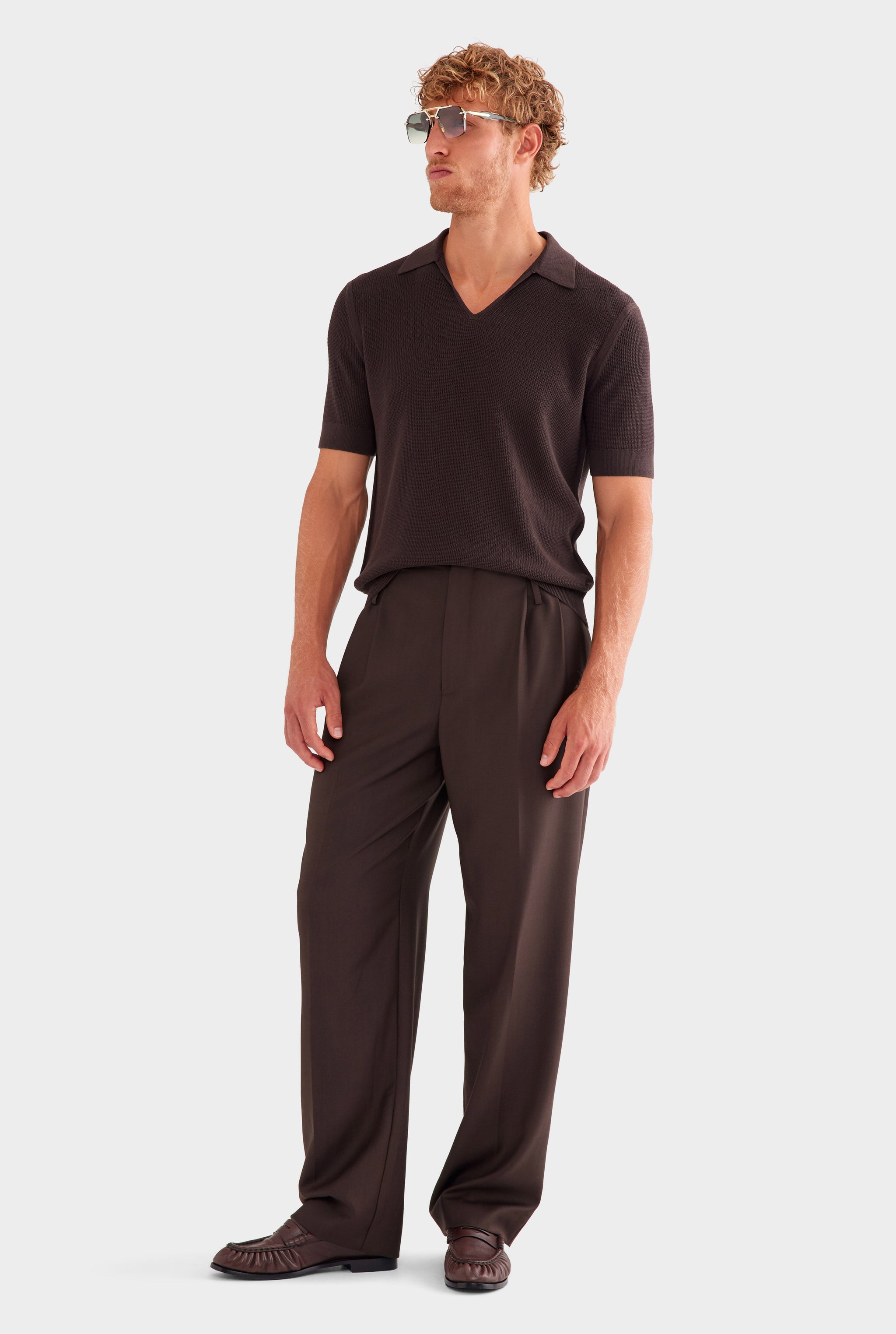 Tailored Wool Suit Trouser - Dark Chocolate