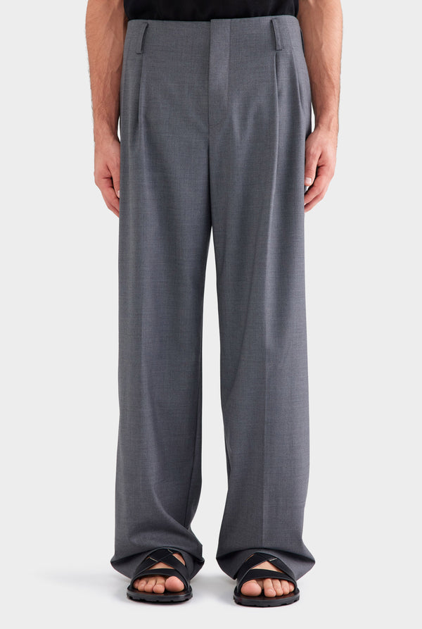 Tailored Wool Suit Trouser - Dark Grey Marl