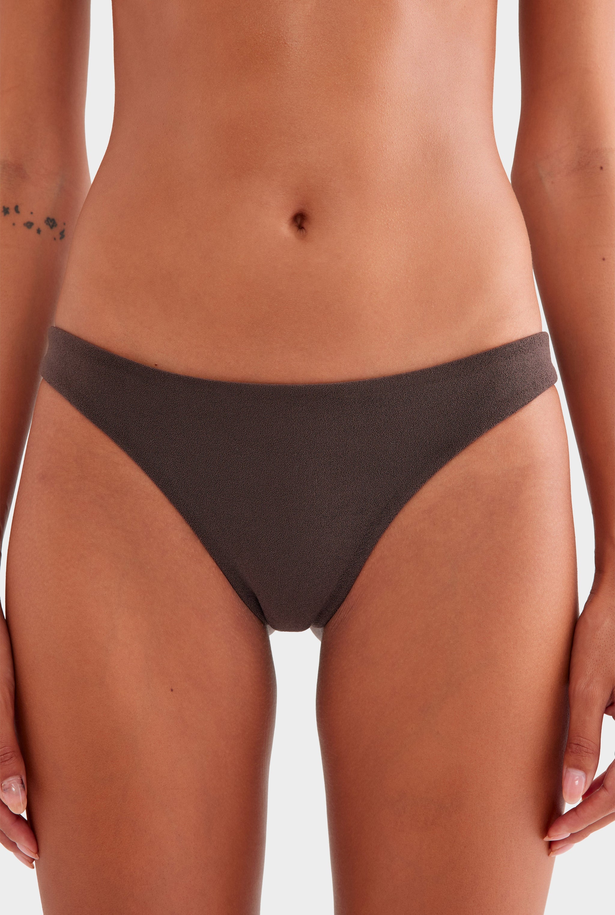 Ruched Terry Bikini Brief - Dark Chocolate