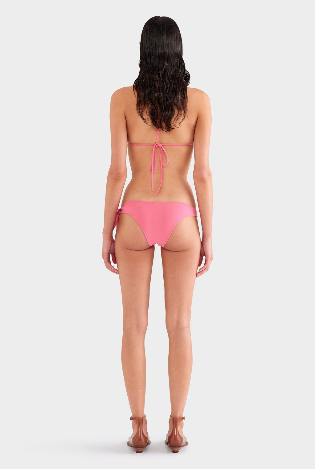 Side Tie Terry Bikini Brief - Hot Pink