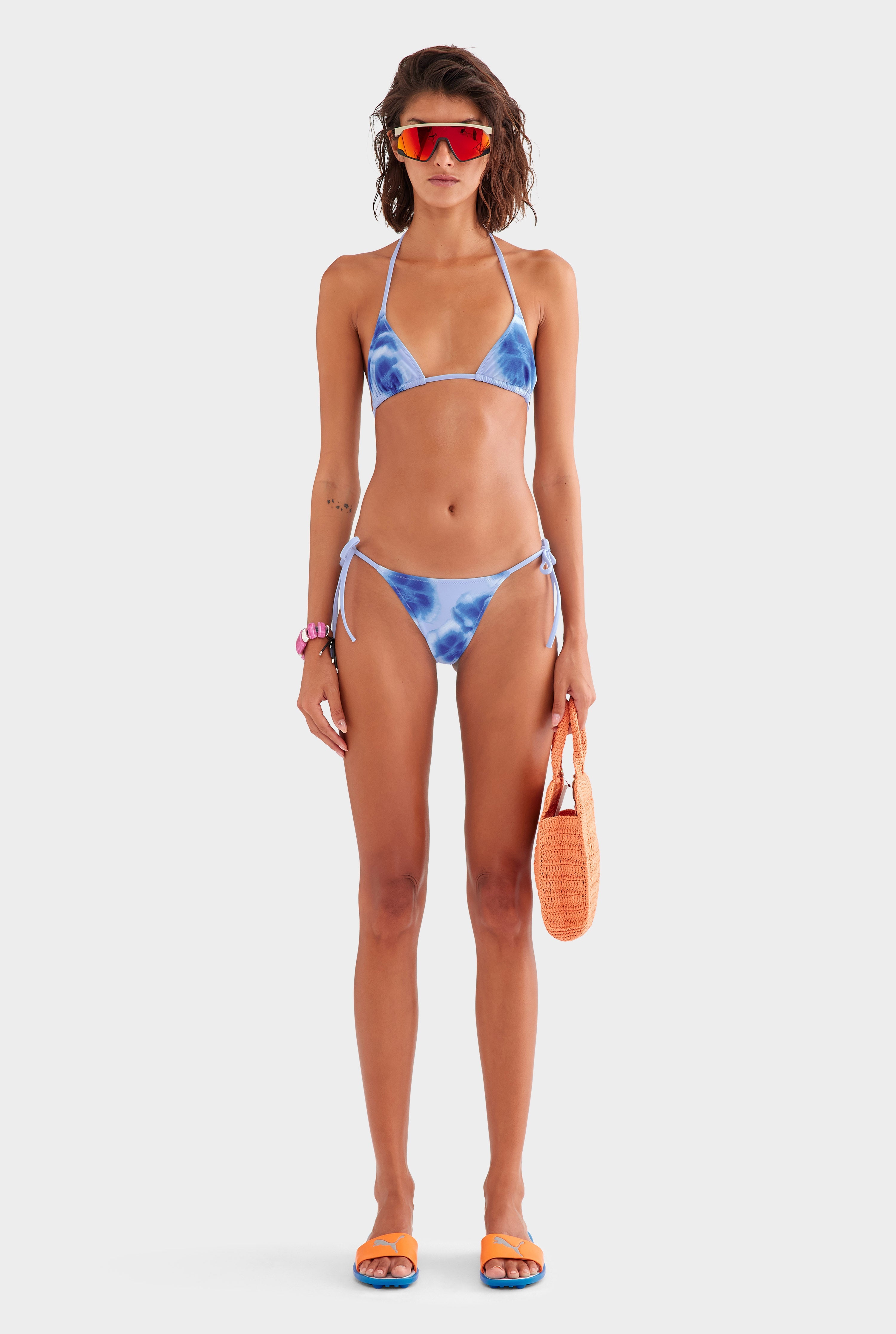 Tie Side Bikini Brief - Powder Blue Blurred Floral