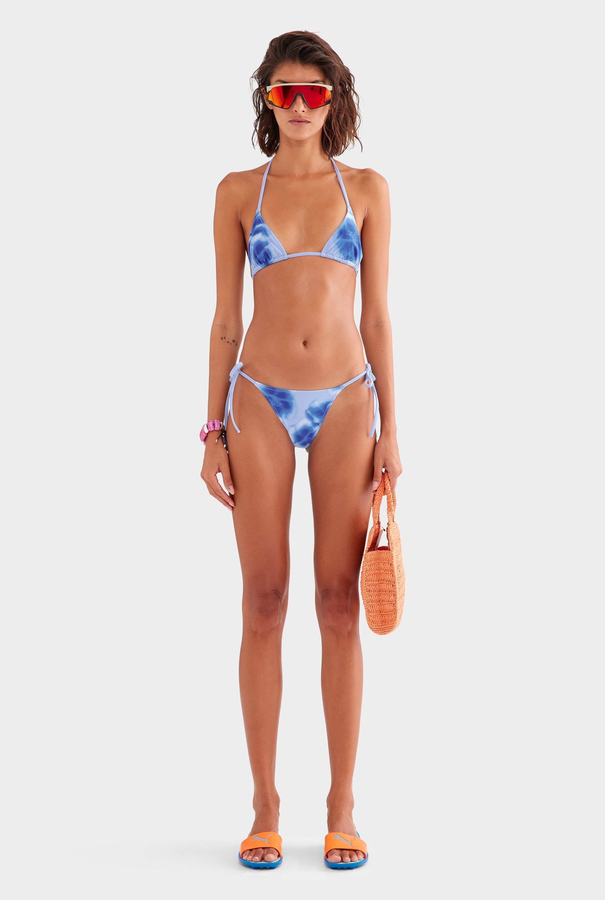 Tie Side Bikini Brief - Powder Blue Blurred Floral