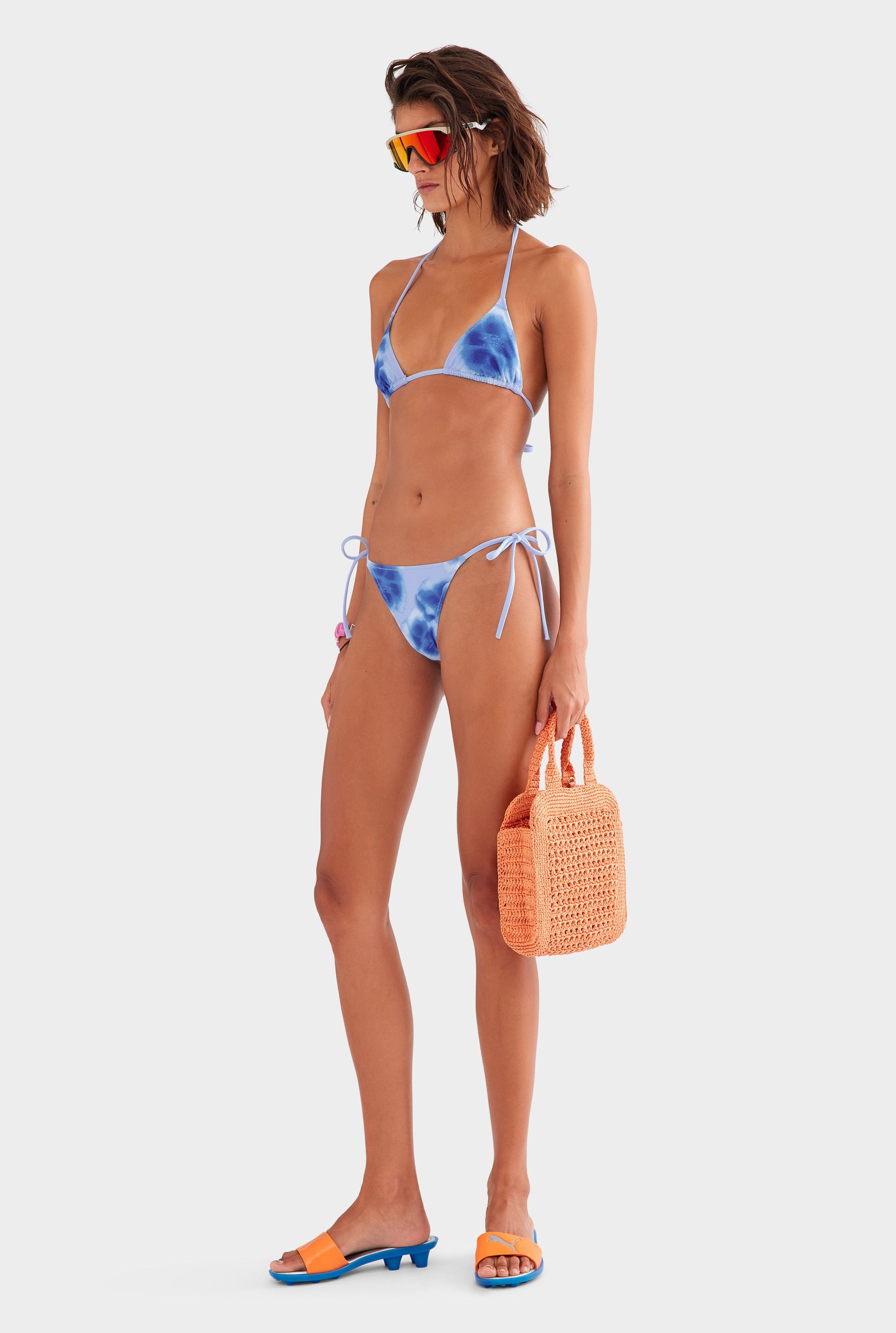 Tie Side Bikini Brief - Powder Blue Blurred Floral