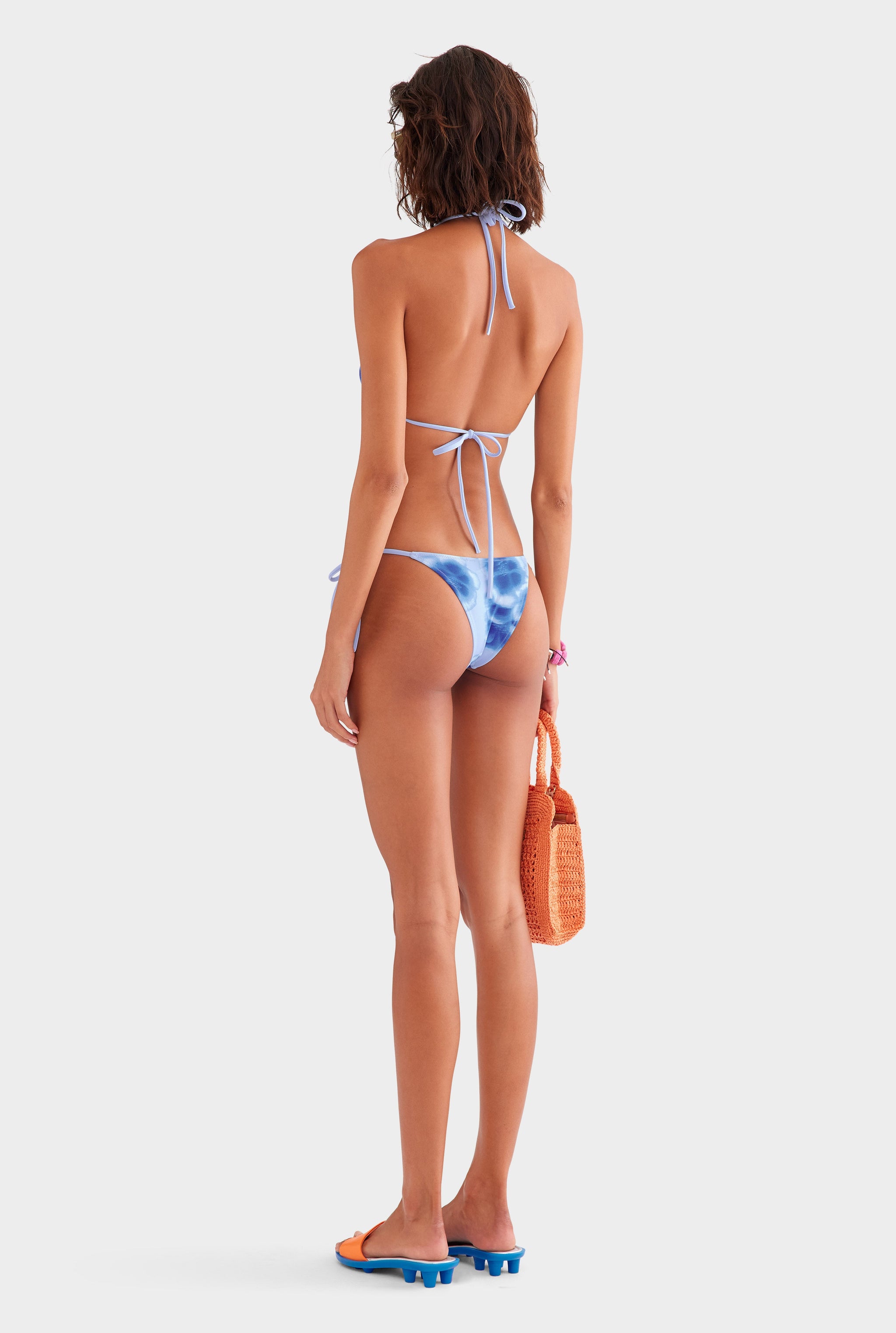 Tie Side Bikini Brief - Powder Blue Blurred Floral