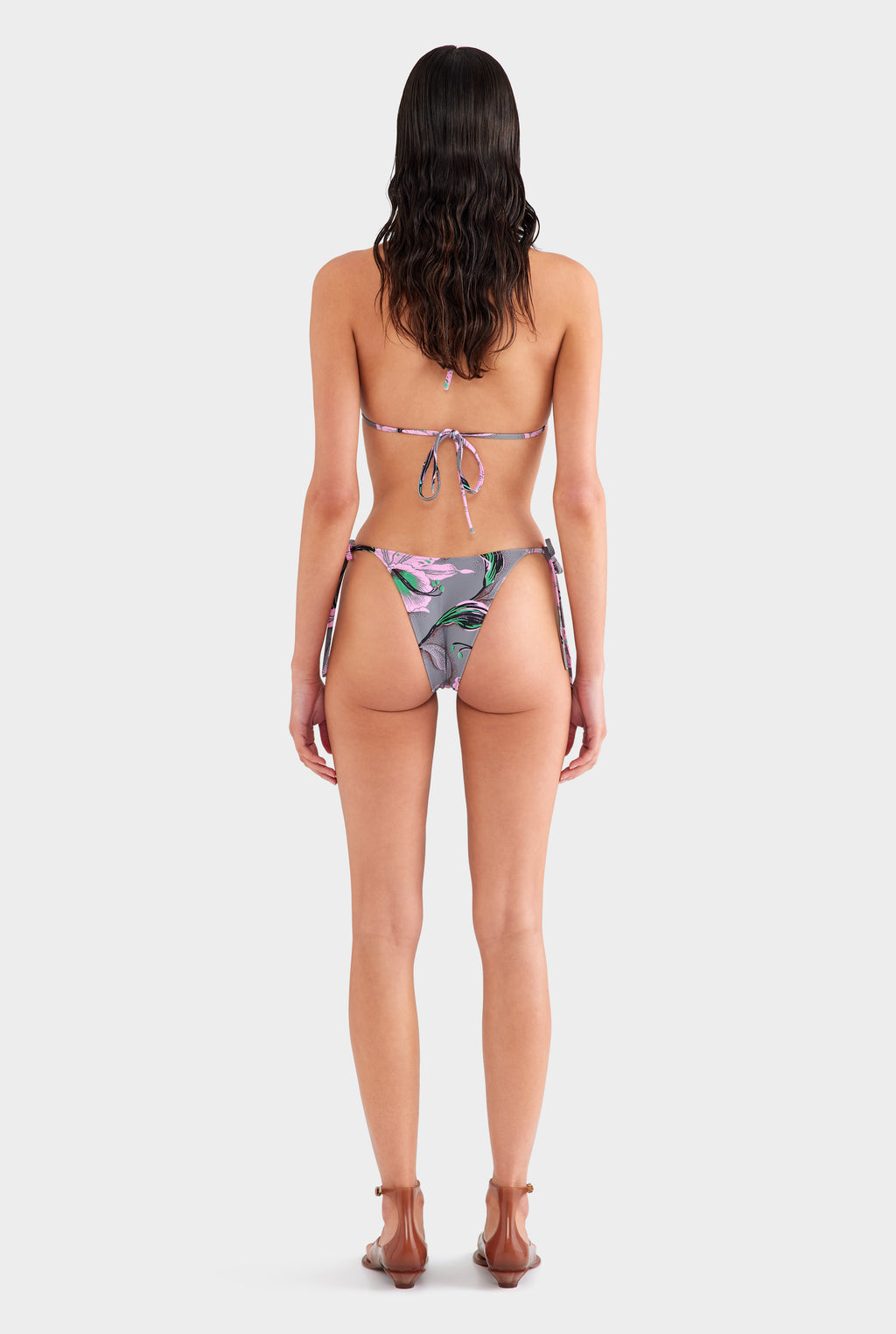 Triangle Bikini - Grey/Pink Lily