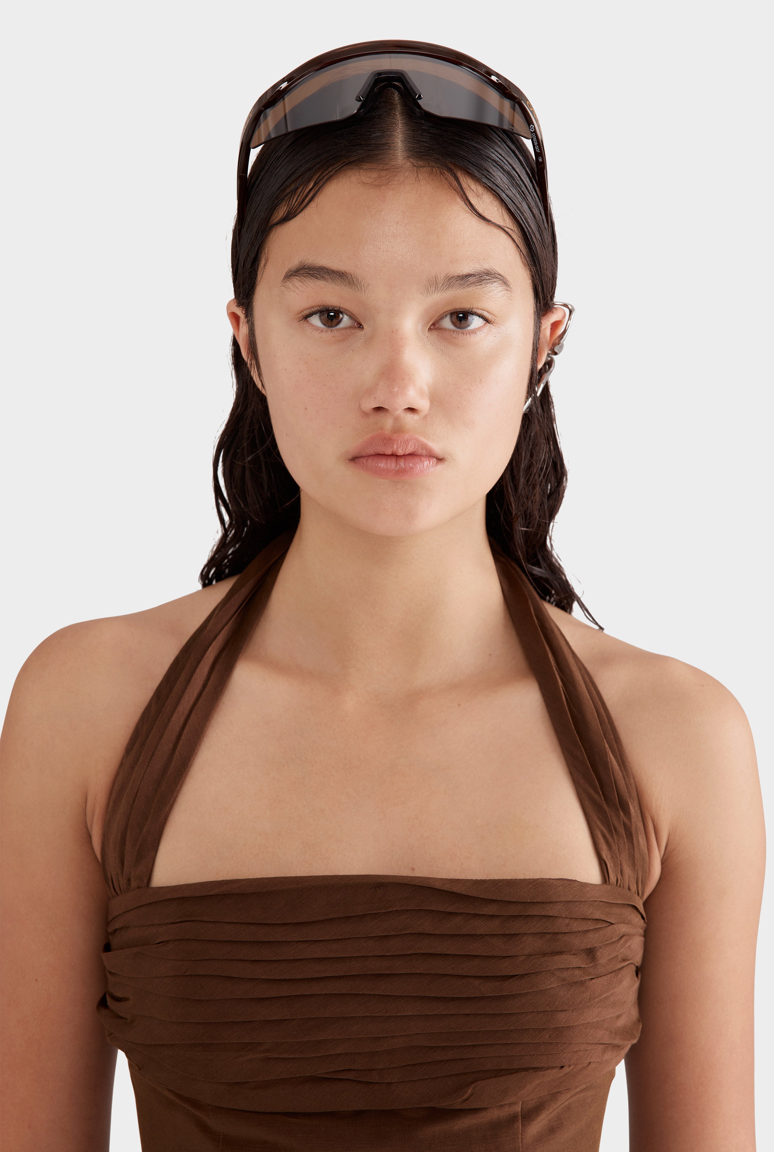 Silk Linen Halter Top - Cocoa