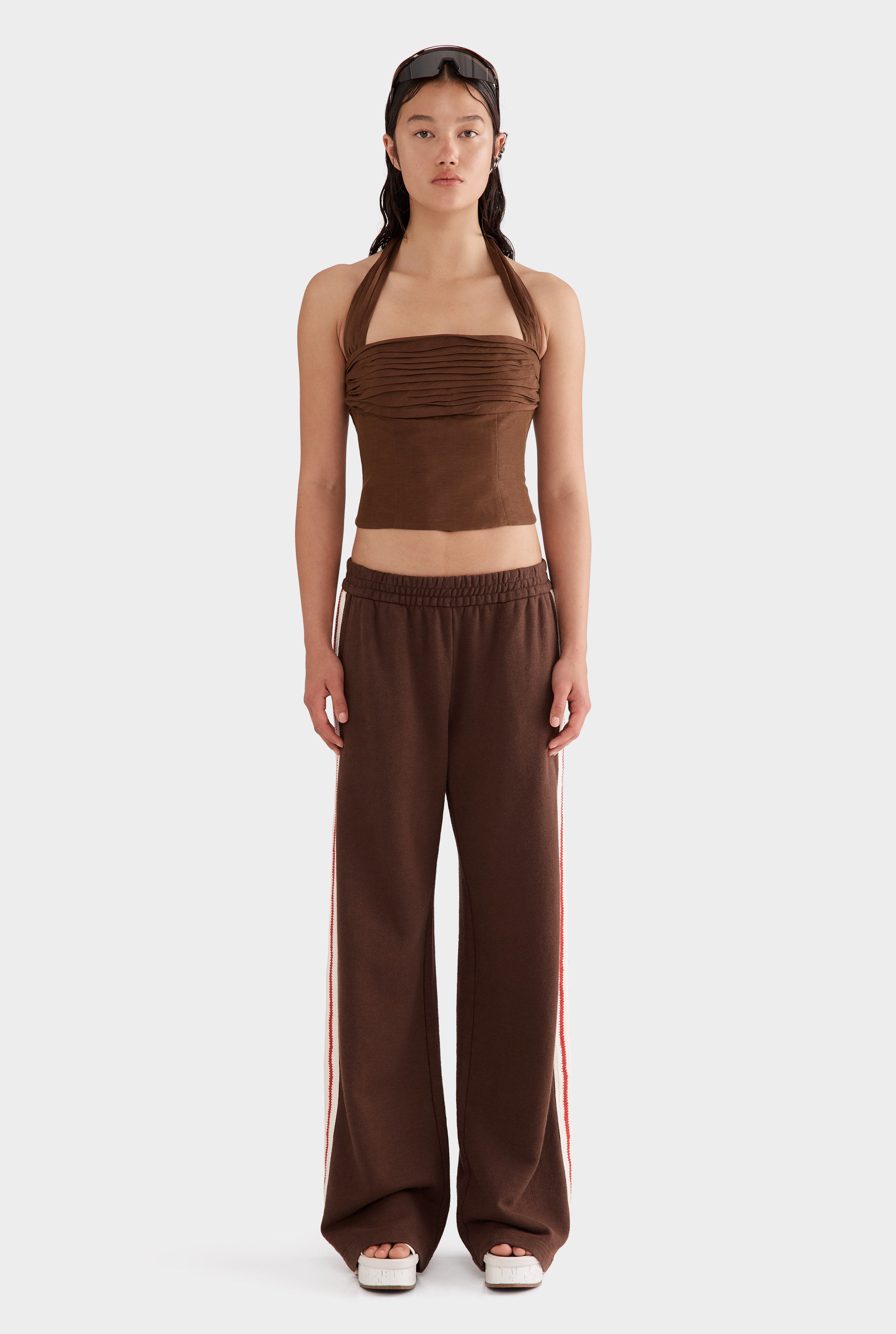 Silk Linen Halter Top - Cocoa