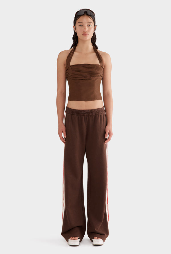 Silk Linen Halter Top - Cocoa
