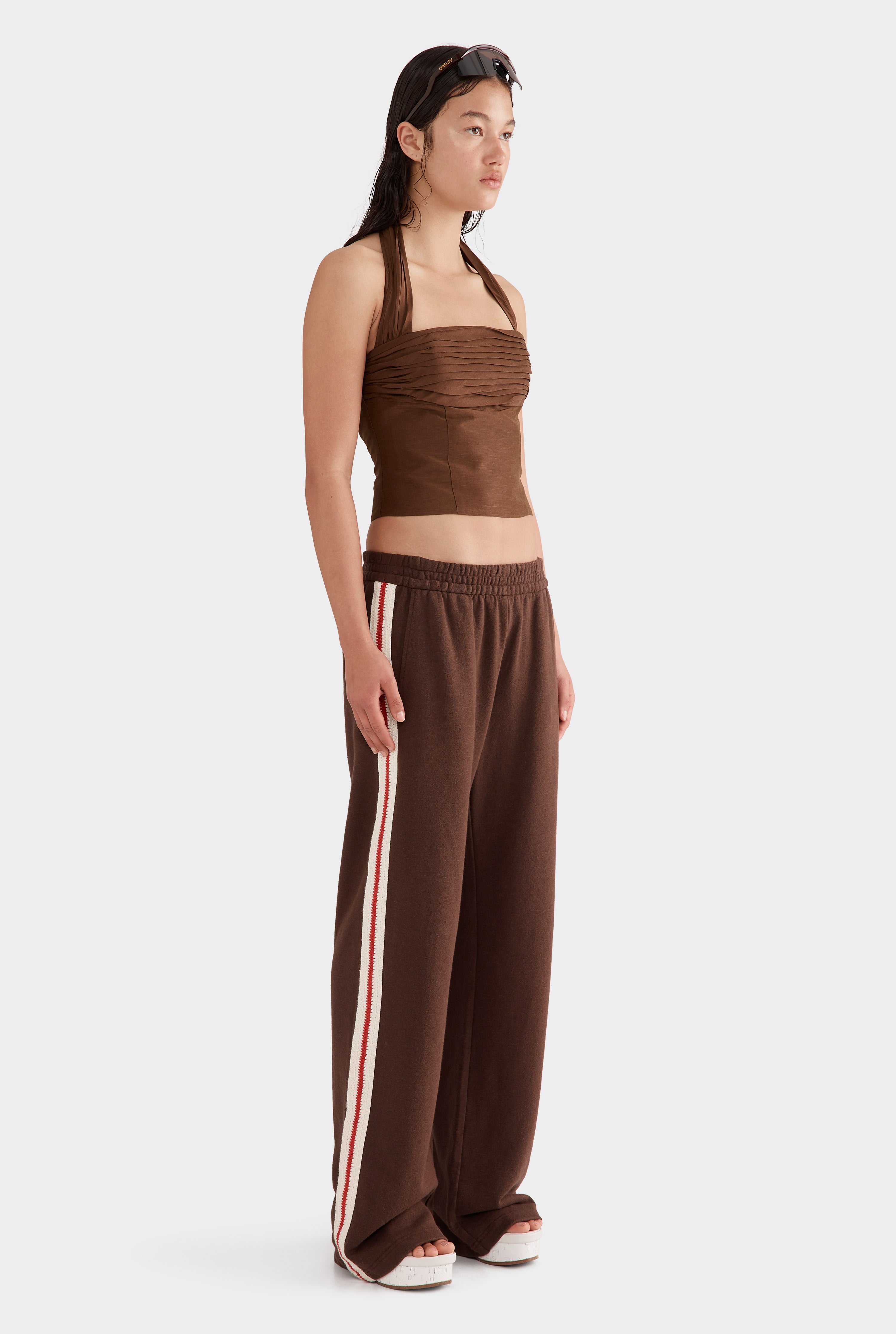 Silk Linen Halter Top - Cocoa