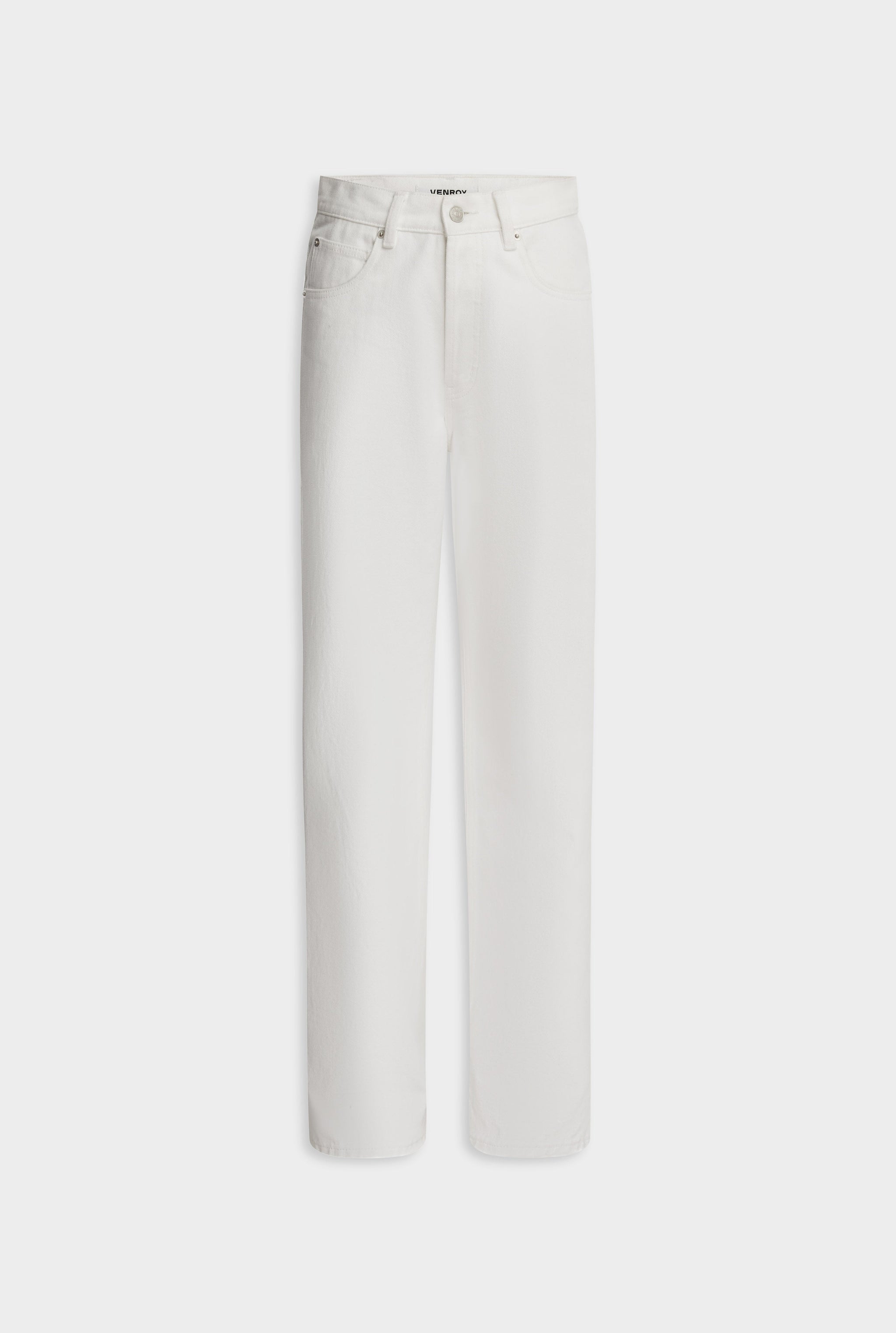 V Front Denim Jean - White