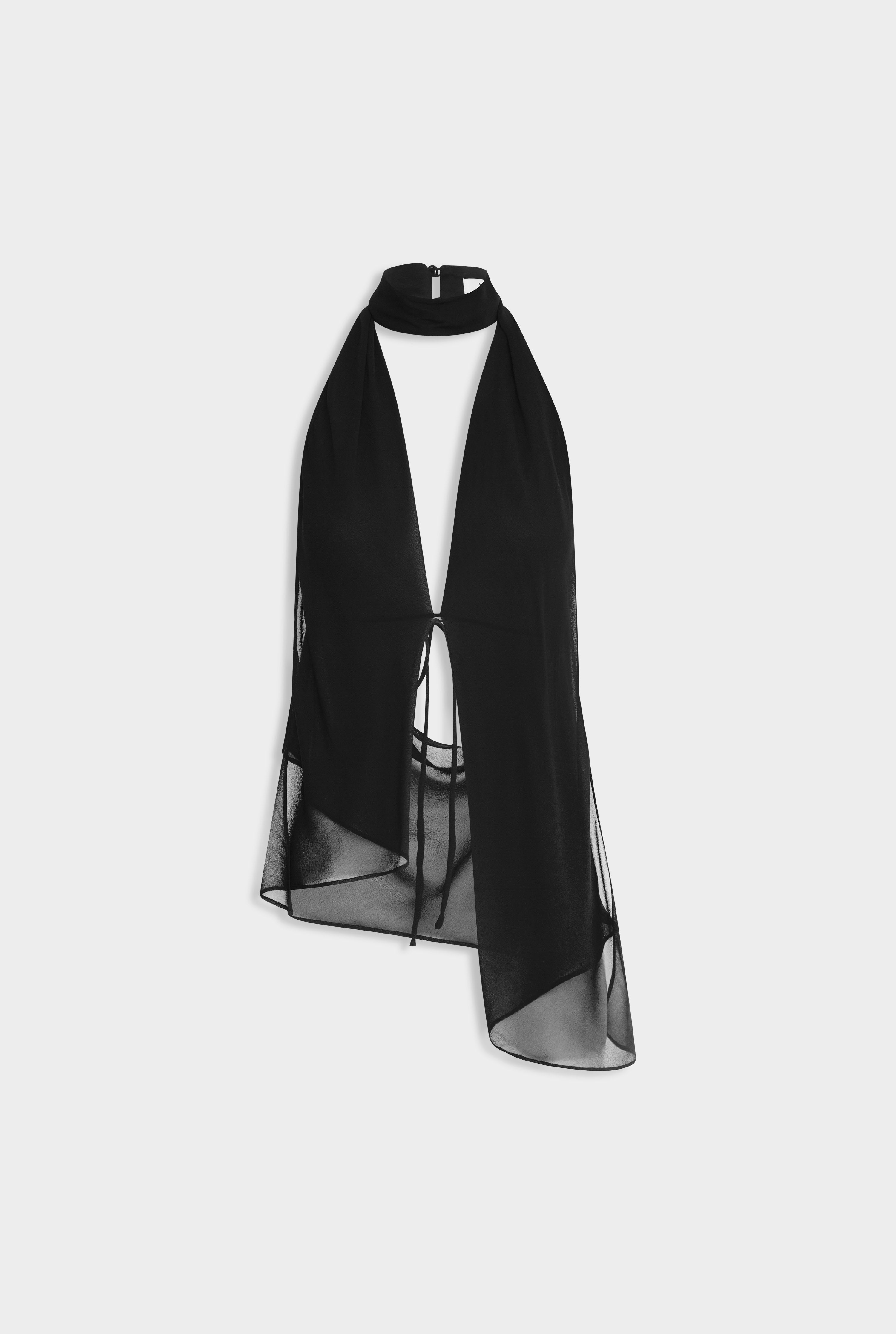 Silk Layered Halter Top - Black – VENROY US