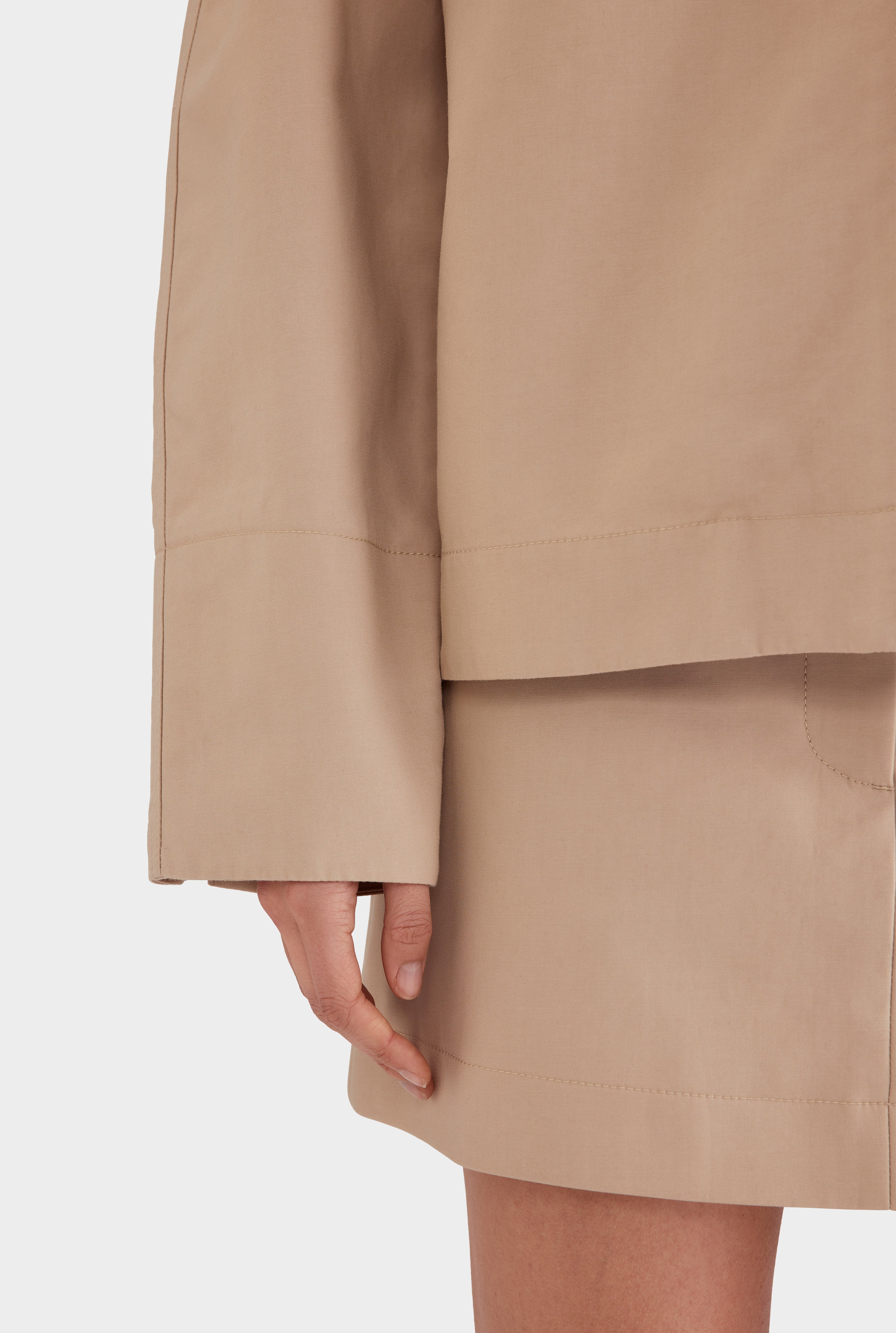 Contrast Zip Through Jacket - Beige
