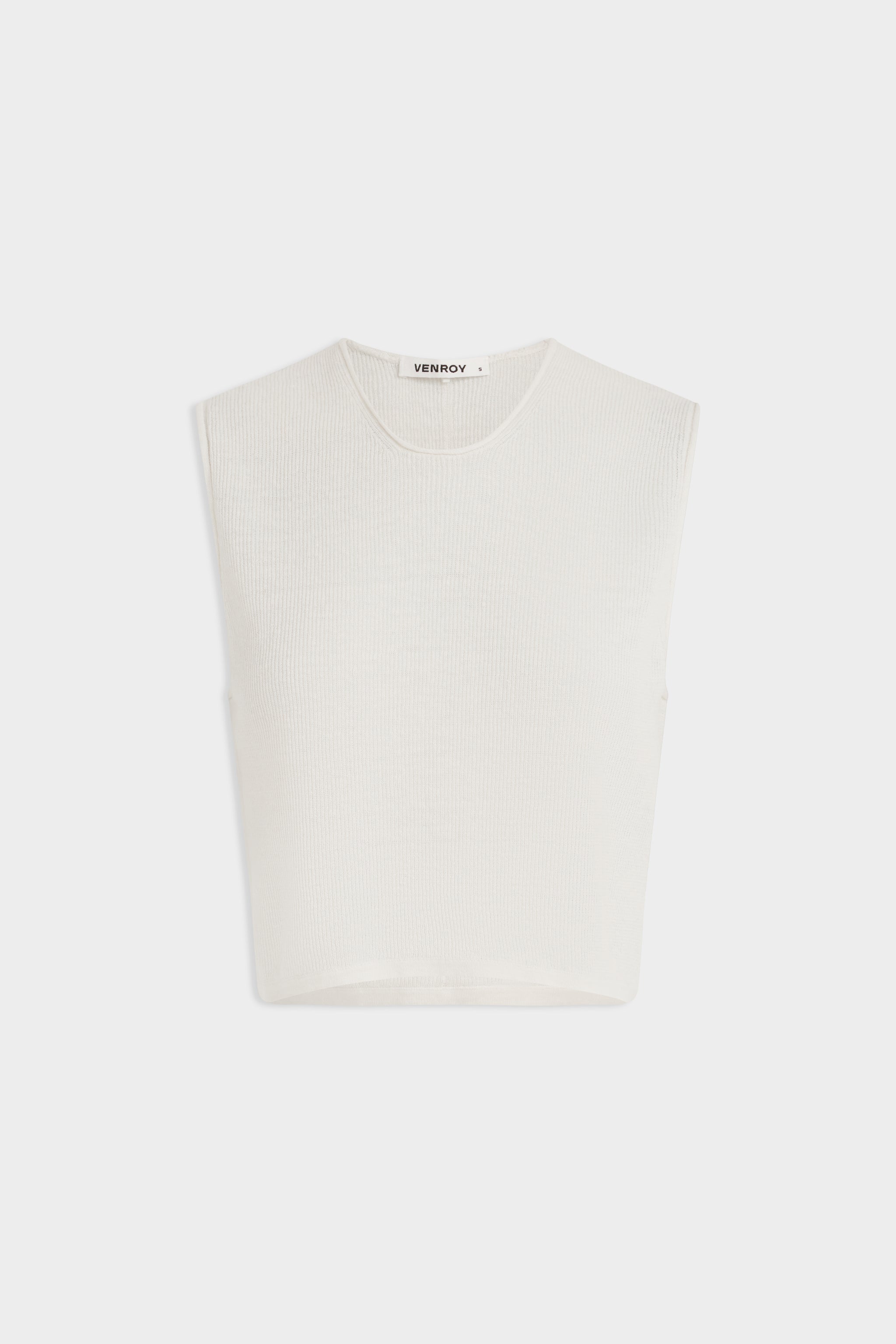 Rib Knitted Cropped Tank - Off White