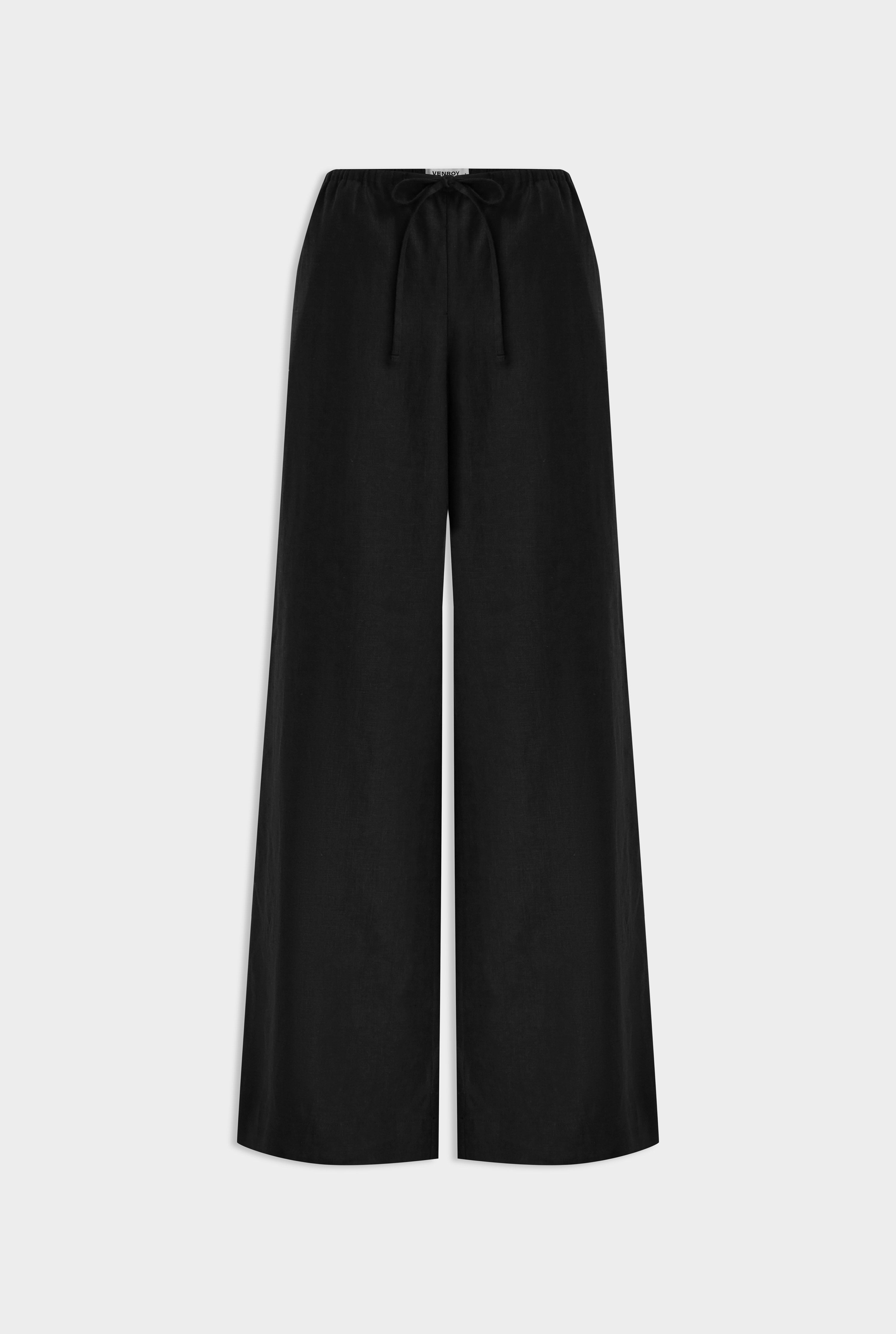 Wide Leg Linen Pant - Black