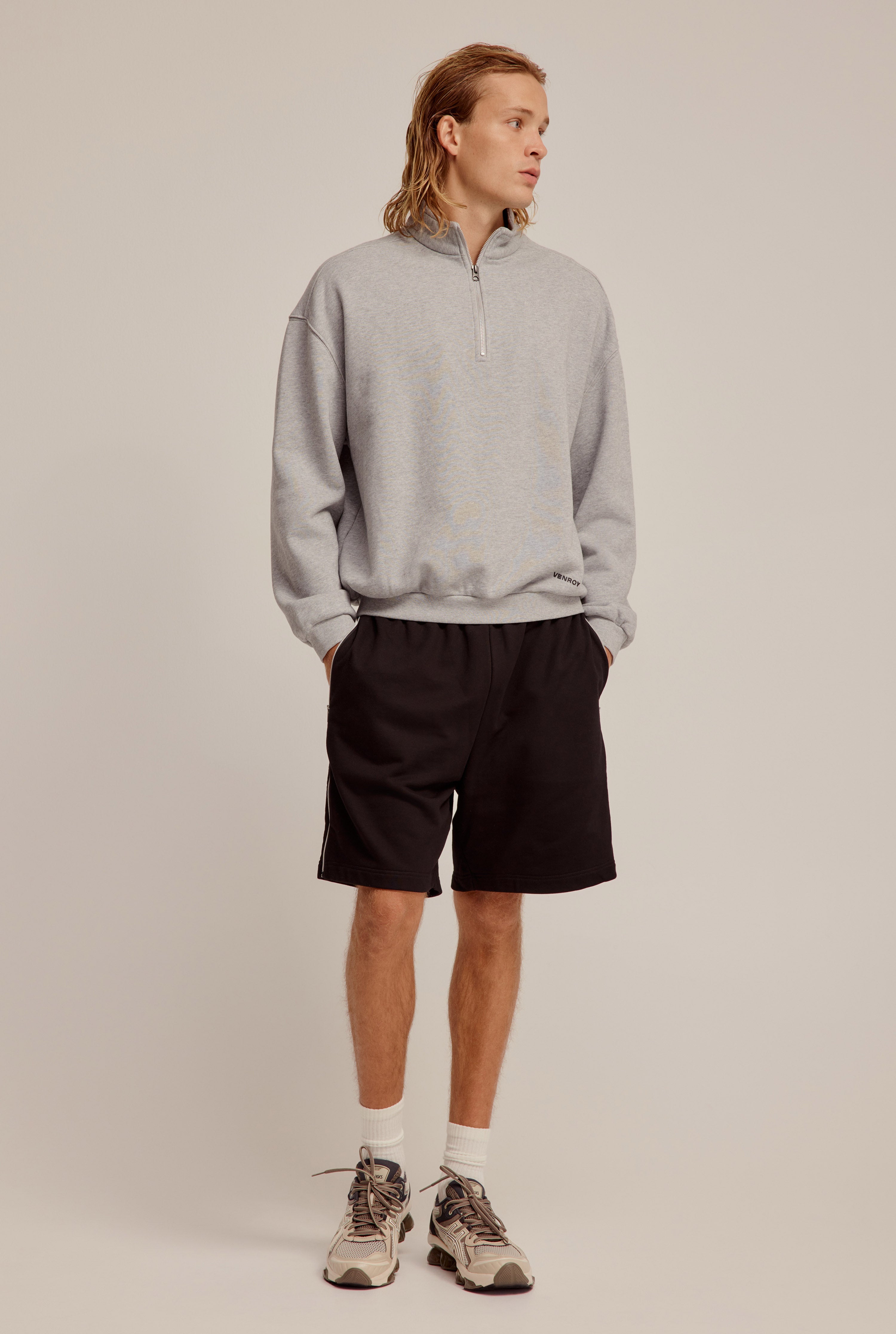 Heavyweight Track Sweater - Grey Marl