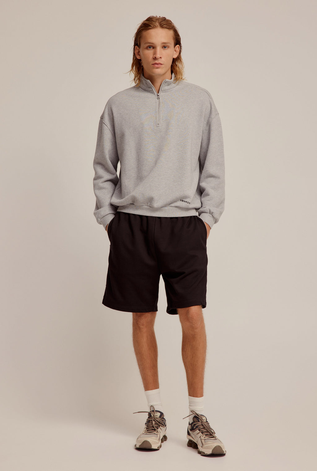 Heavyweight Track Sweater - Grey Marl