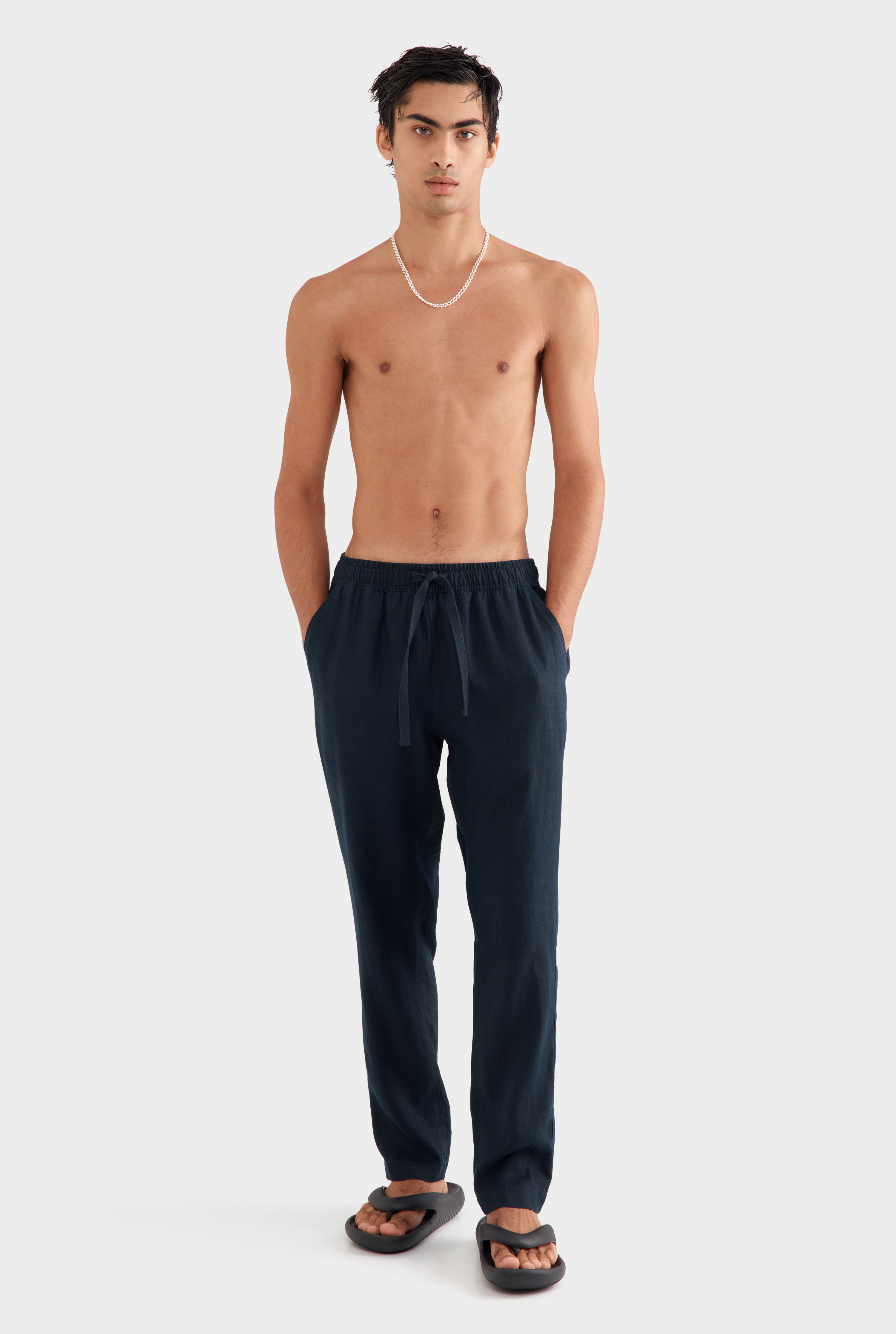 Linen Lounge Pant - Navy