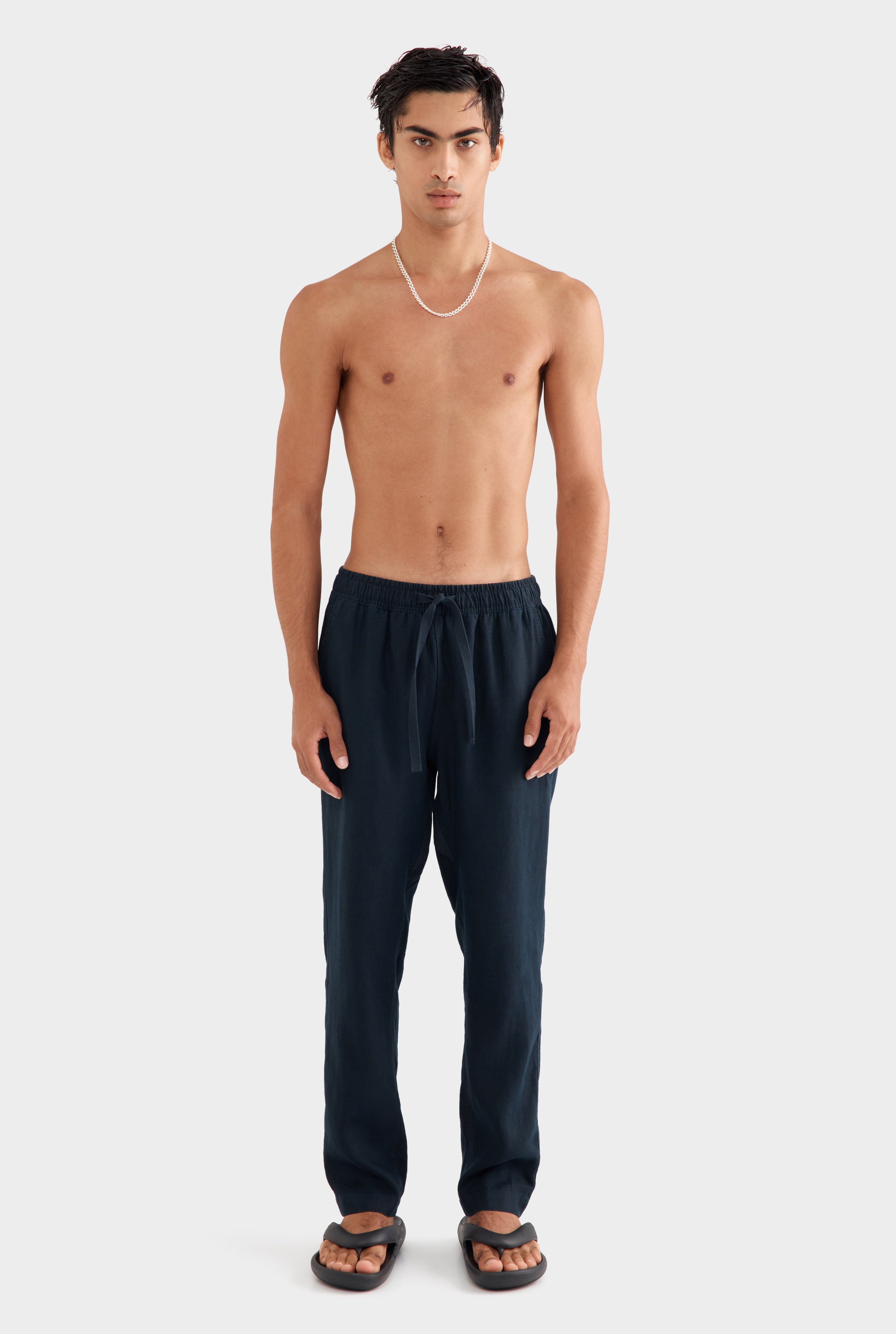 Linen Lounge Pant - Navy