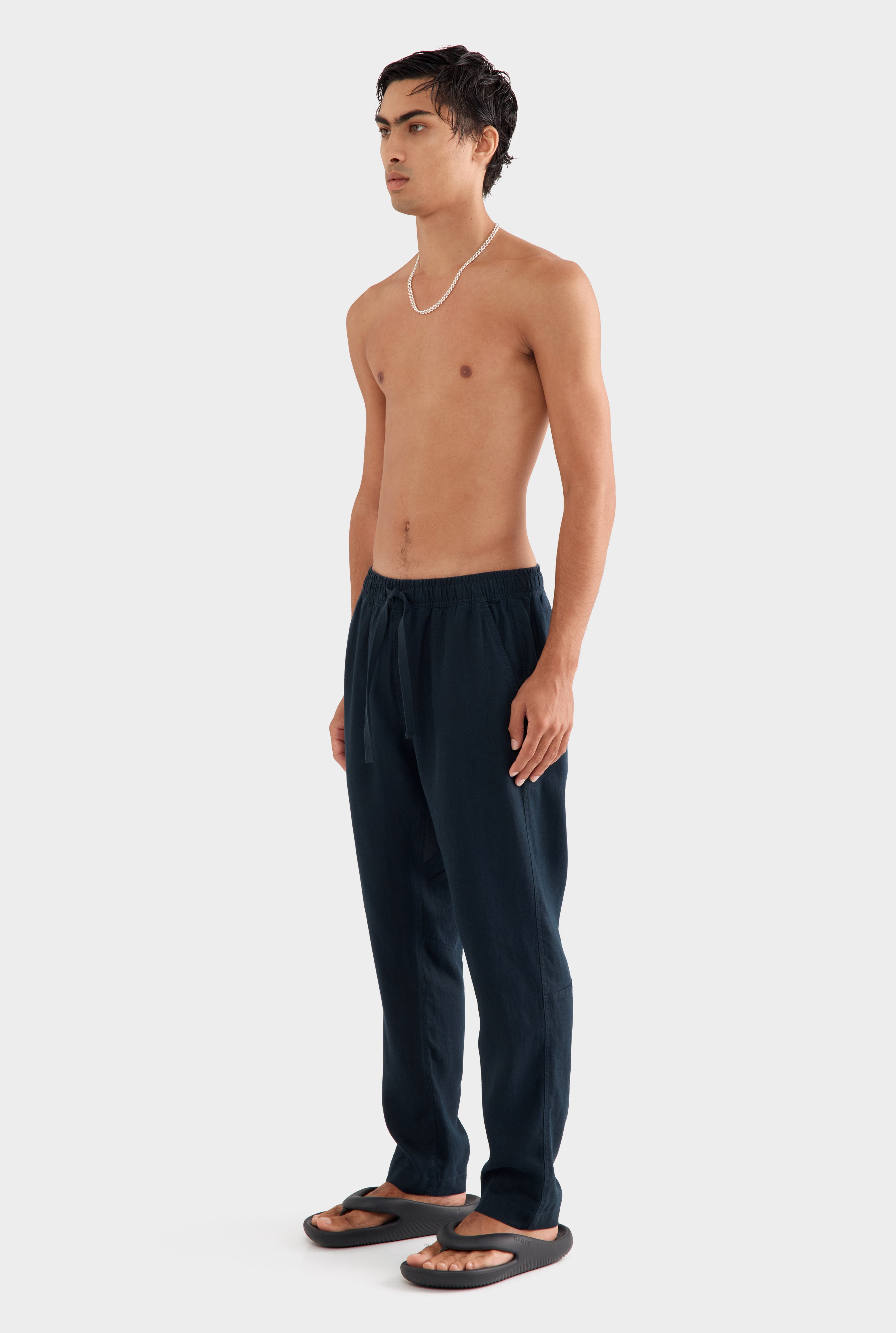 Linen Lounge Pant - Navy
