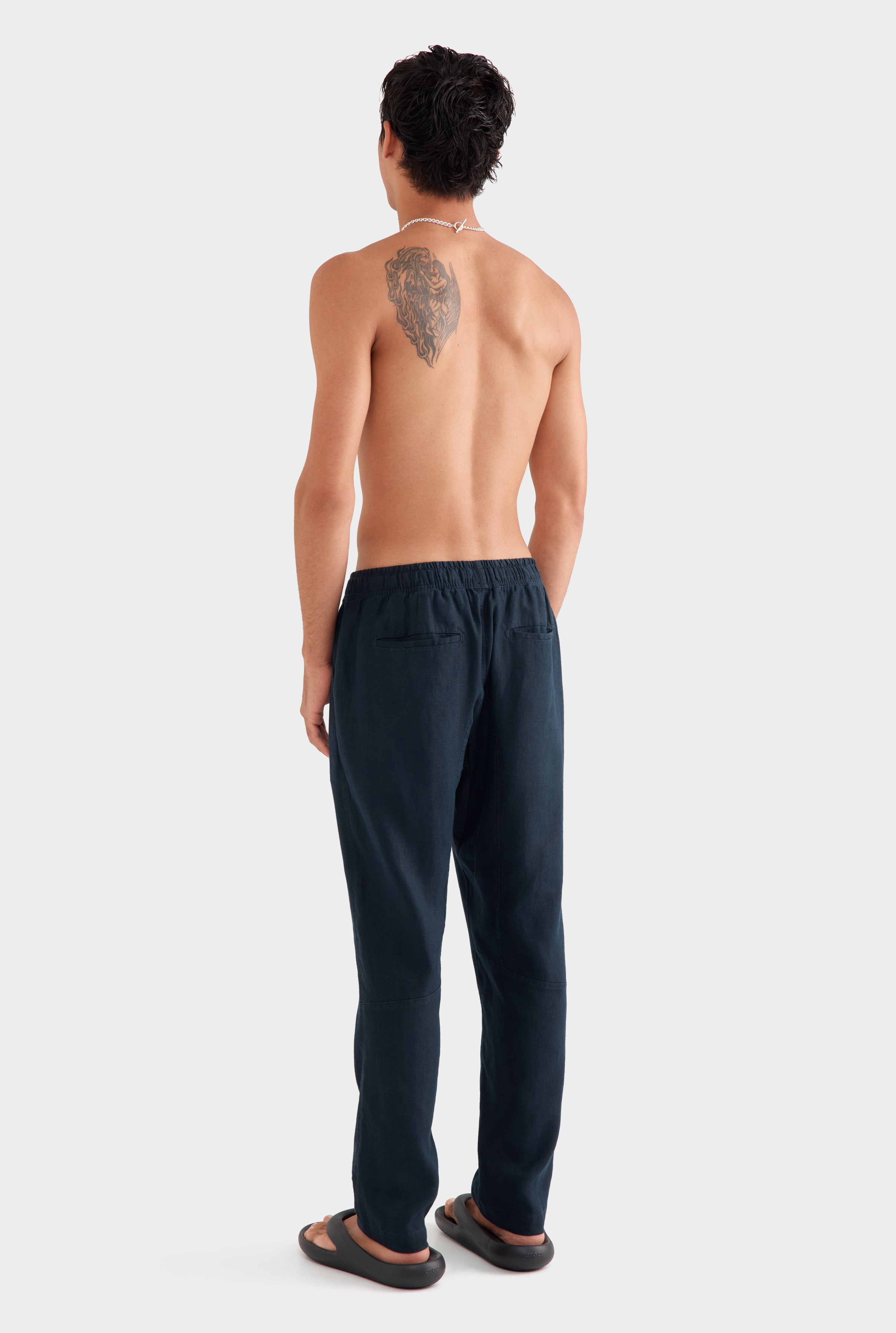 Linen Lounge Pant - Navy