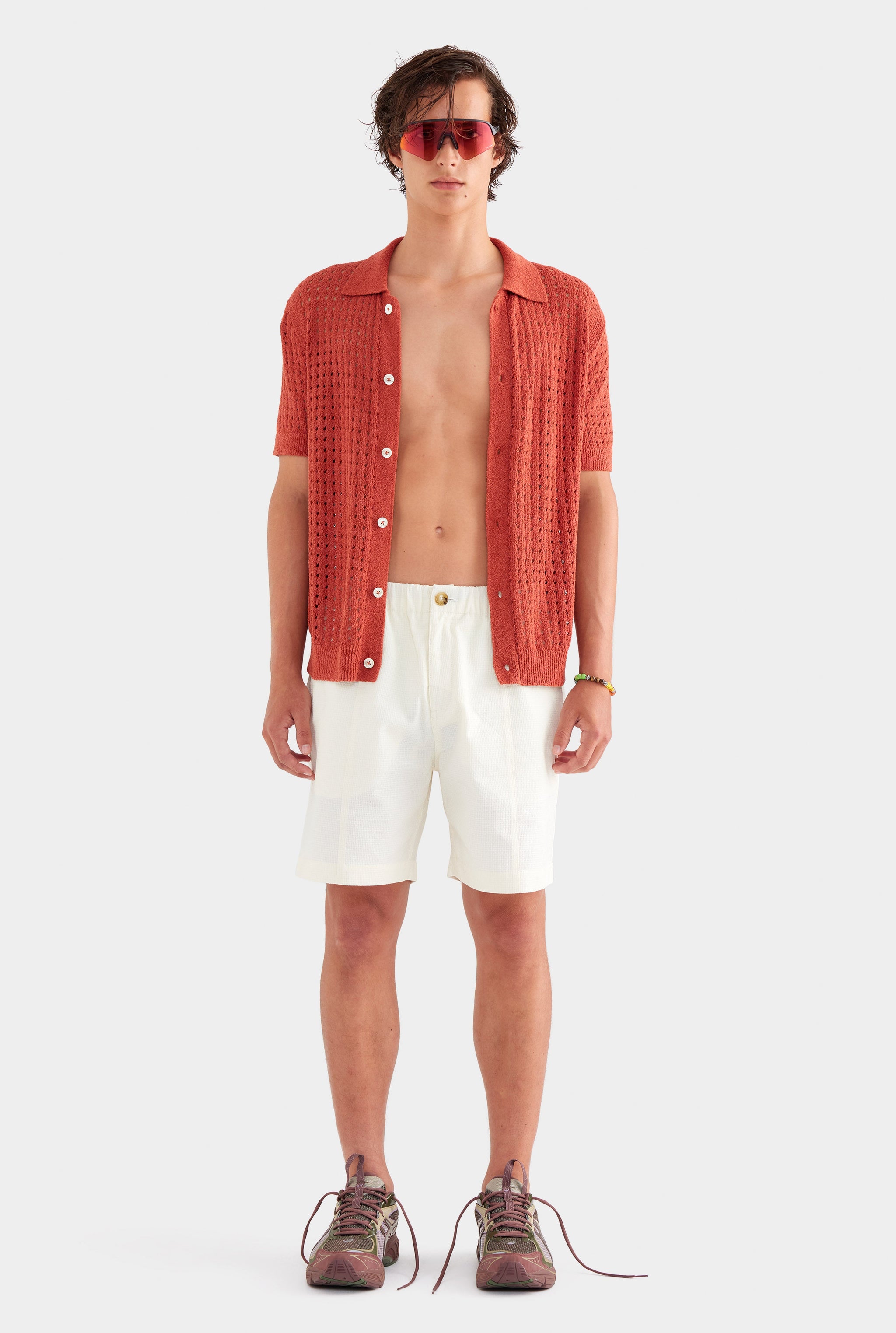Textured Seam Detail Short - Cream