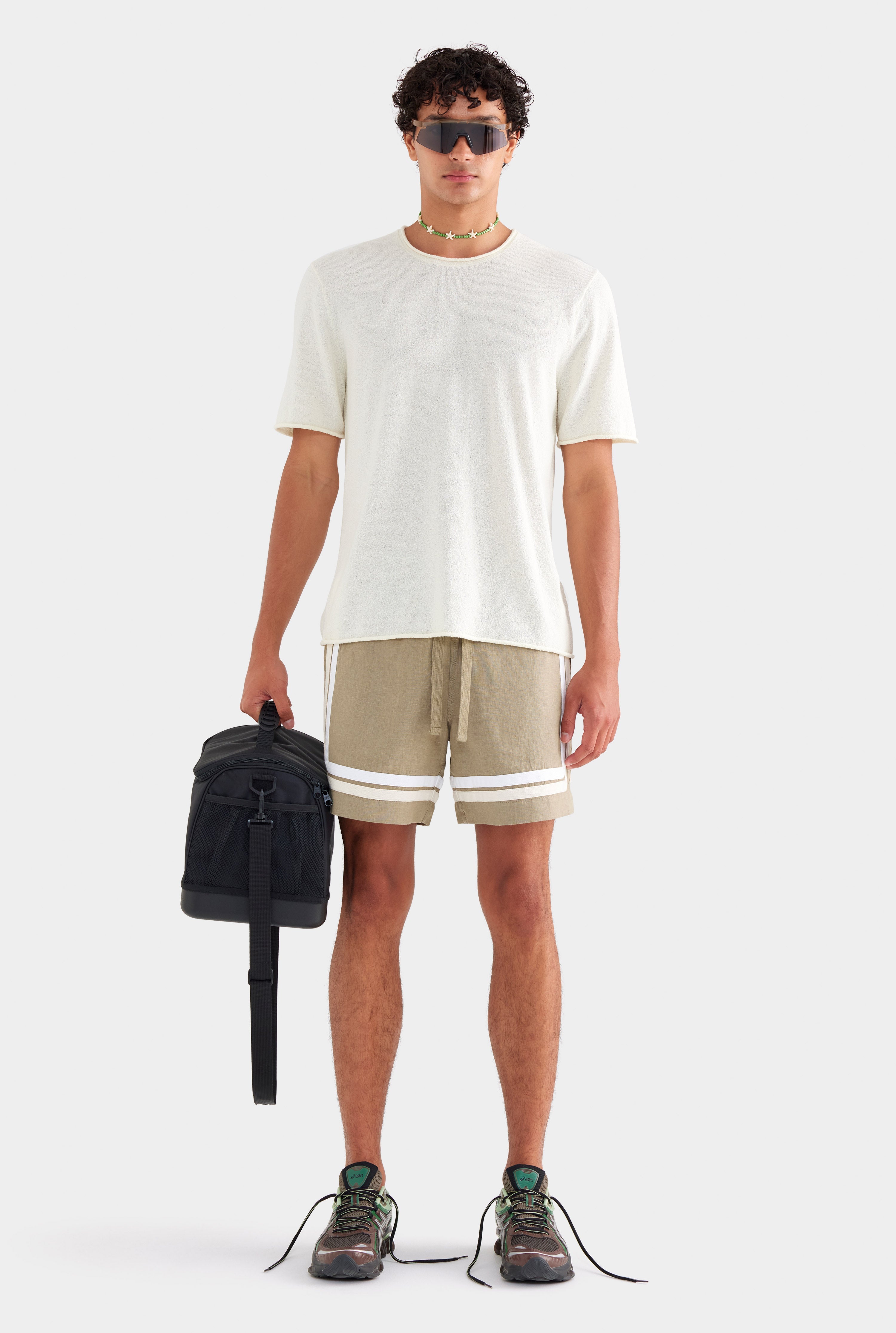 Crochet Border Lounge Short - Latte