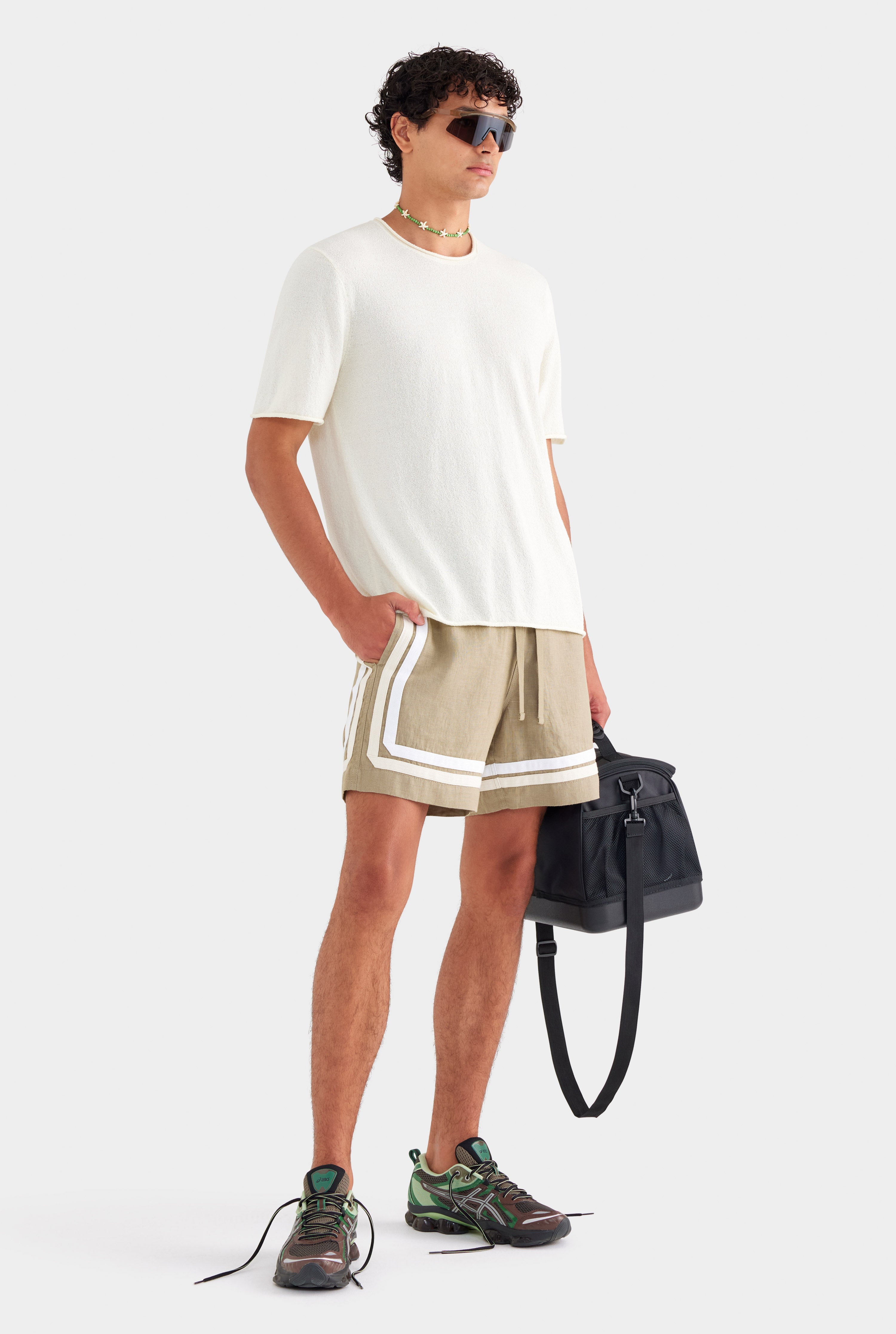 Crochet Border Lounge Short - Latte